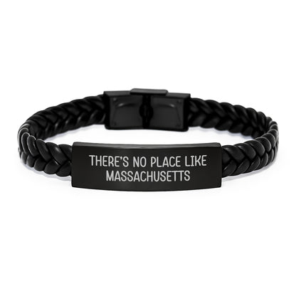 Massachusetts Unique Interlaced Leather Bracelet Gifts from Men to Women Family Friends Coworkers Valentine's Unique Gifts - Image 1