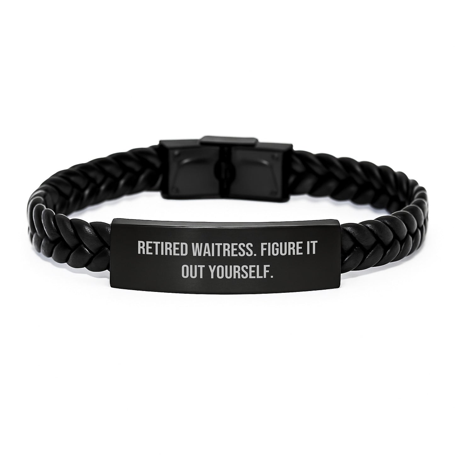 Funny Waitress Gifts from Friends, Interlaced Leather Bracelet for Waitress, Inspirational Quote - Christmas Unique Presents - Image 1