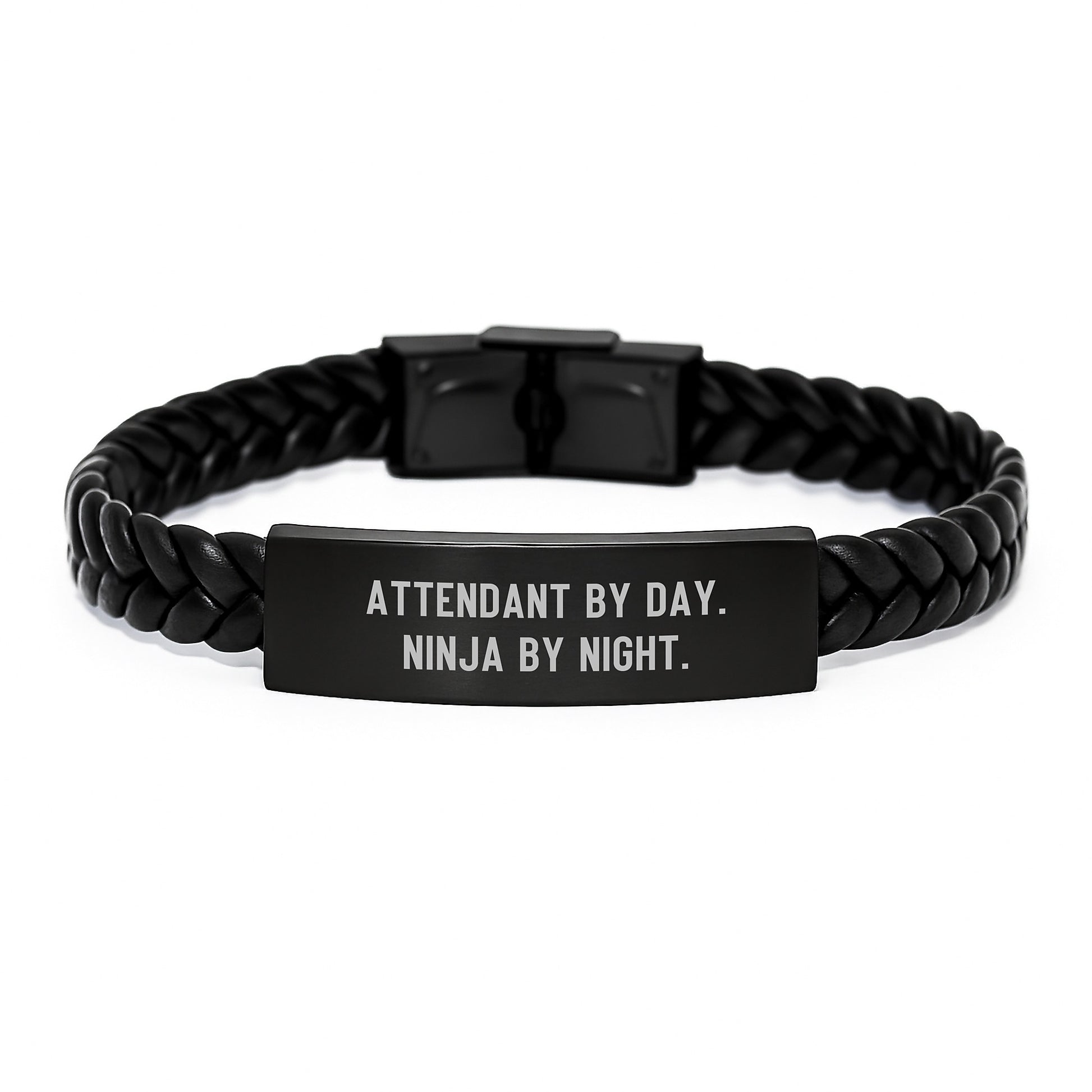 Attendant Gifts from Family, Unique Interlaced Leather Bracelets for Men By Day Ninja By Night. - Image 1