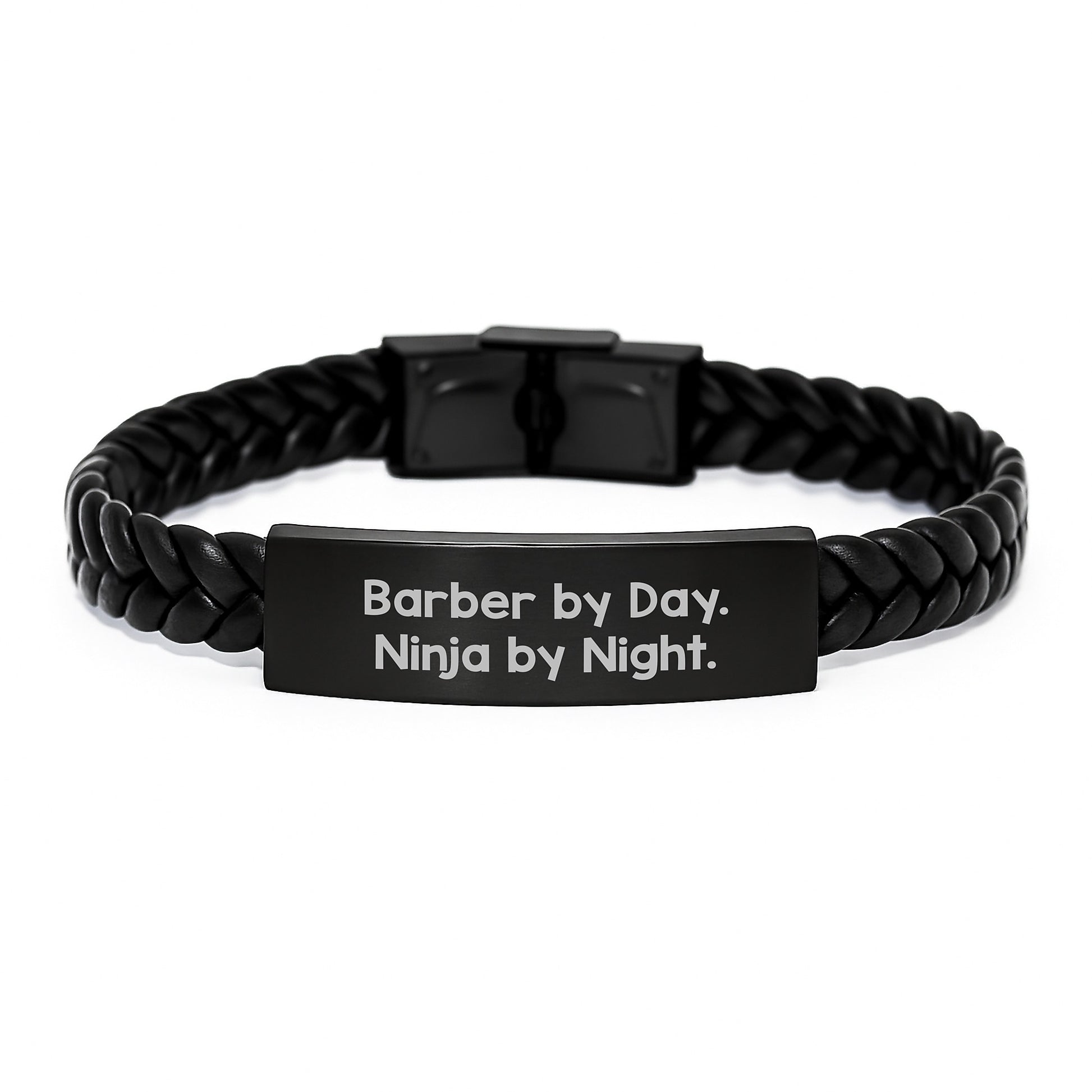 Funny Barber Gifts for Men with Interlaced Leather Bracelet, Christmas Unique Presents from Friends and Family - Image 1