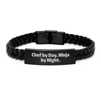 Funny Chef Gifts from Friends for Men Interlaced Leather Bracelet Christmas Unique Accessories - Image 1