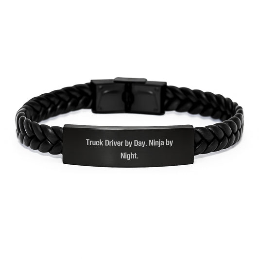 Truck Driver Gifts from Family - Interlaced Leather Bracelet with Funny Quote, Christmas Unique Presents for Men, Friends, Coworkers - Image 1