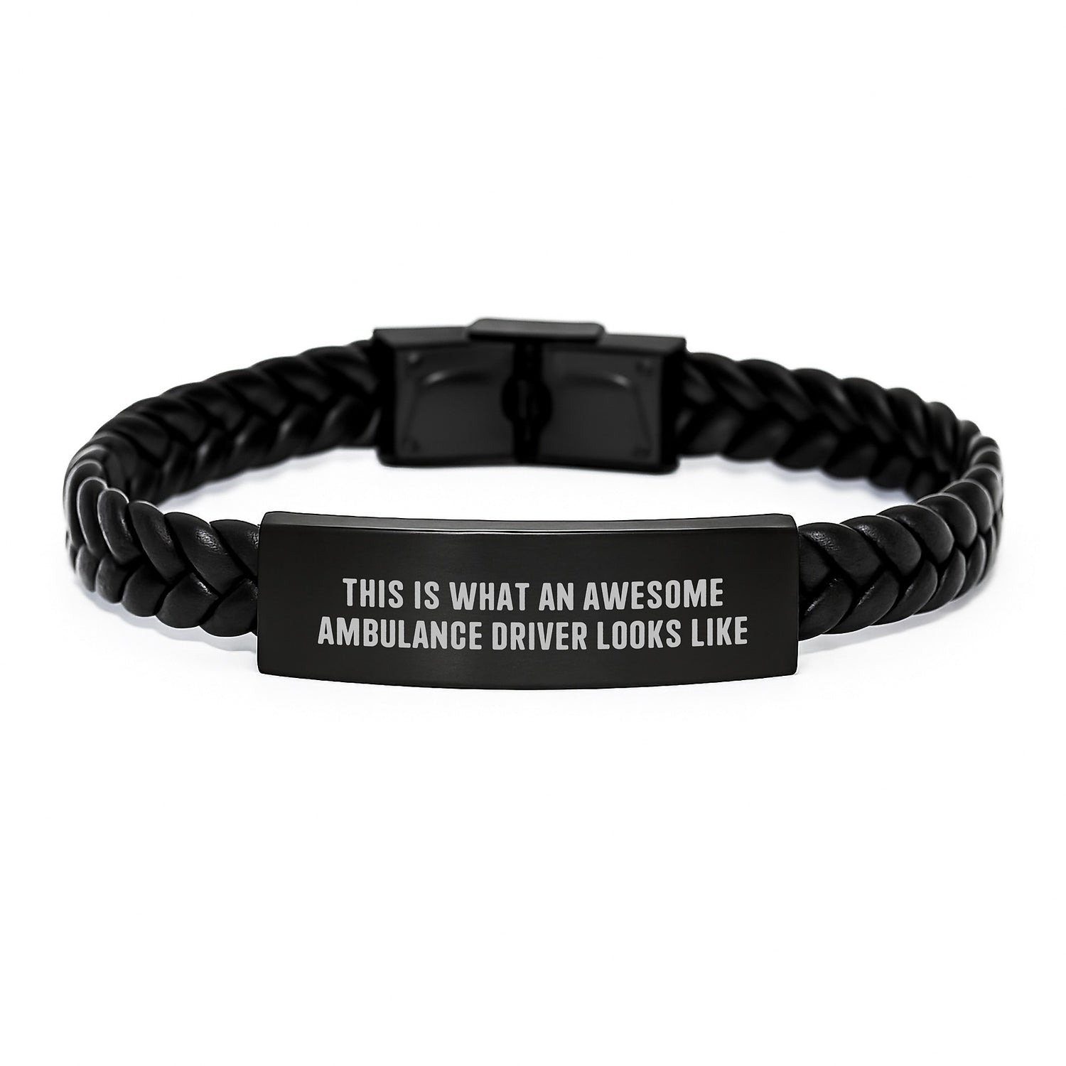 Unique Christmas Unique Gifts for Ambulance Driver - Funny Quote Interlaced Leather Bracelet for Ambulance Driver Men - Ambulance Driver Engraved Stainless Steel Leather Cuff - Image 1