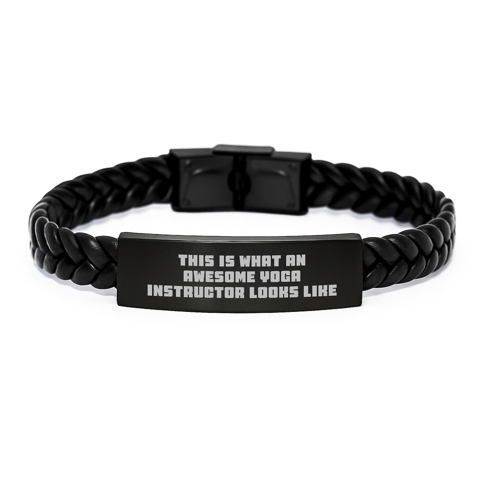 Yoga Instructor Gifts from Men - This 'Is What An Awesome Yoga Instructor Looks Like' Interlaced Leather Bracelet, Unique Christmas Memorable Presents for Women, Friends, Family - Image 1