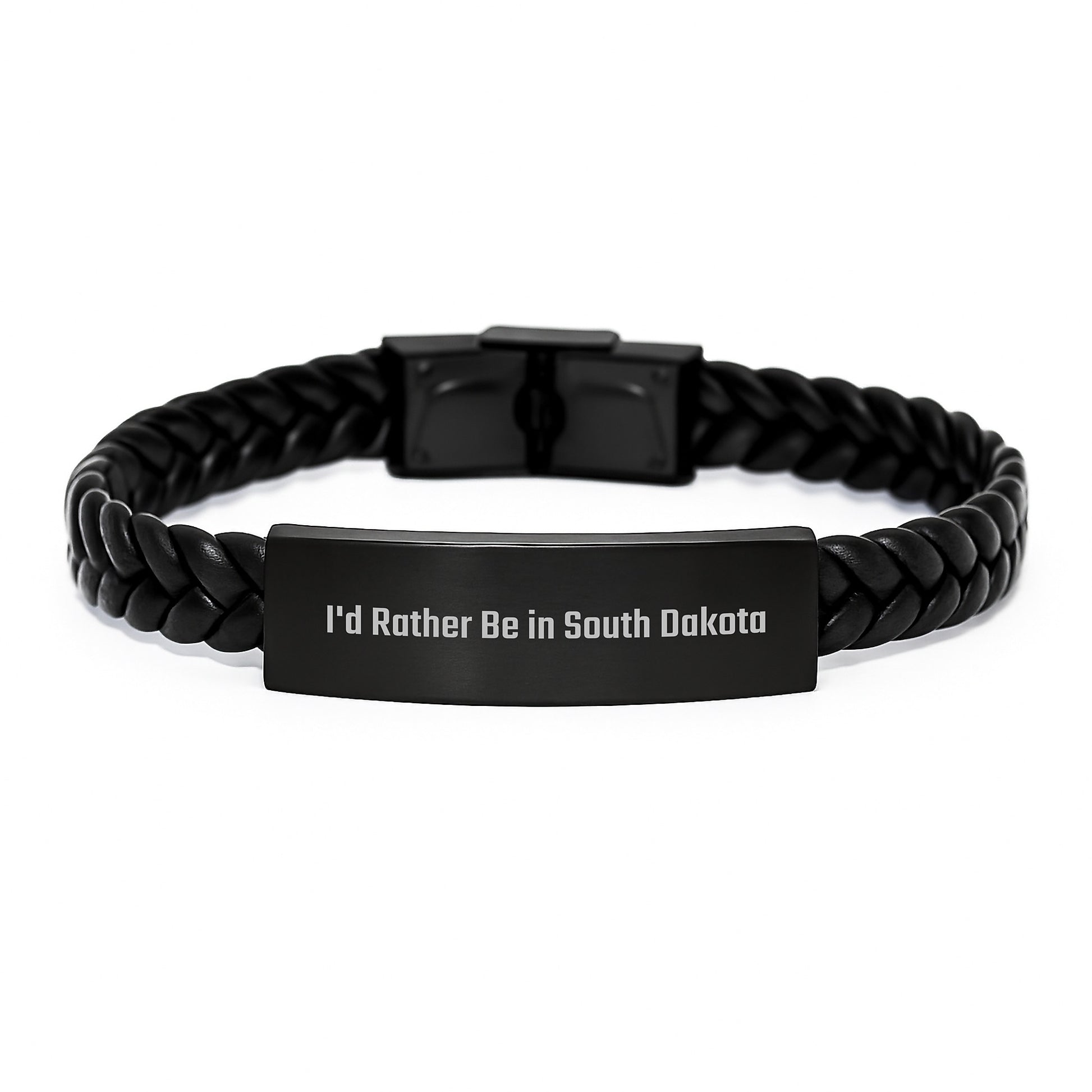 Woven South Dakota Memories Interlaced Leather Bracelet, 'I'd Rather Be' Humorous Gift for South Dakota Grads from Friends, Coworkers, or Family - Image 1