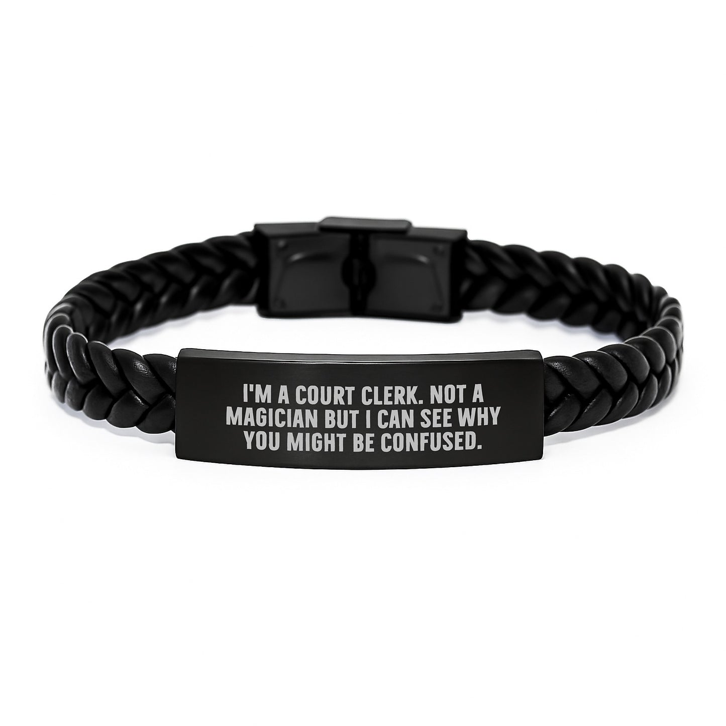 Funny Court Clerk Christmas Unique Gifts Court Clerk Interlaced Leather Bracelet from Friends, Court Clerk Unique Christmas Unique Gifts Ideas for Court Clerks from Family - Image 1