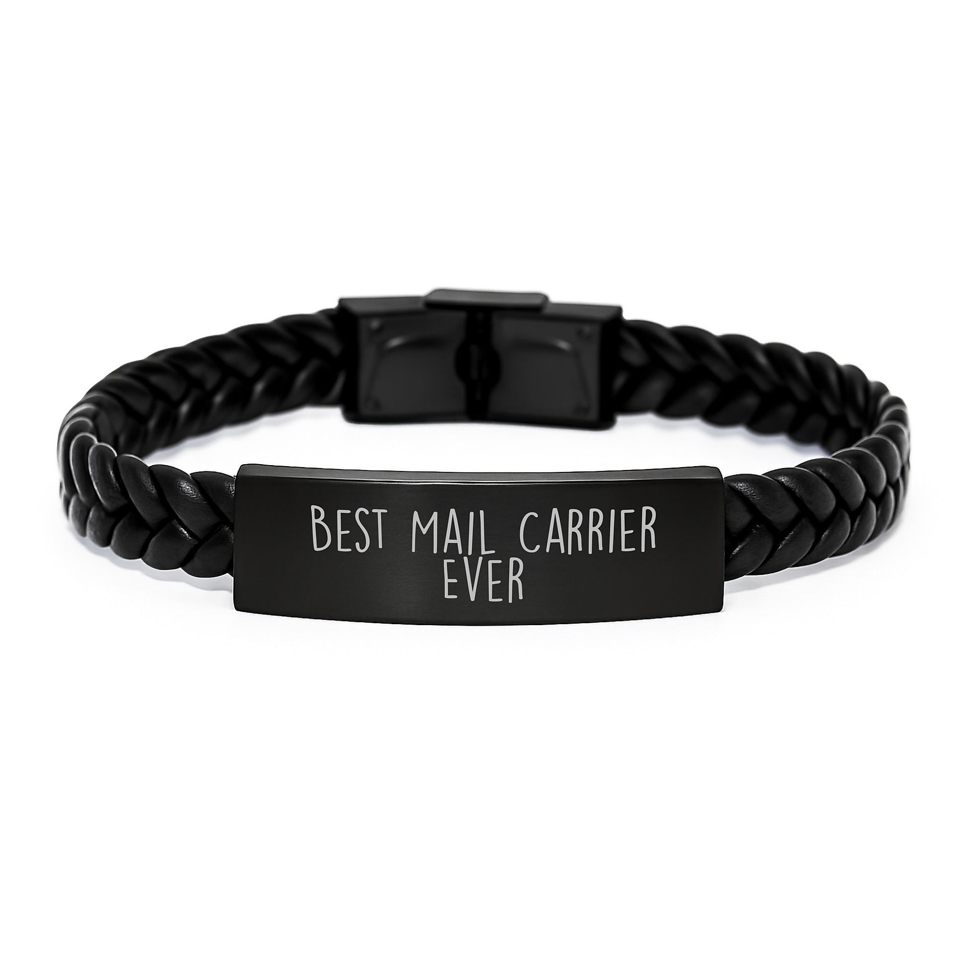 Funny Mail Carrier Gifts from Friends and Family - Best 'Ever' Interlaced Leather Bracelet for Christmas Unique Presents - Image 1