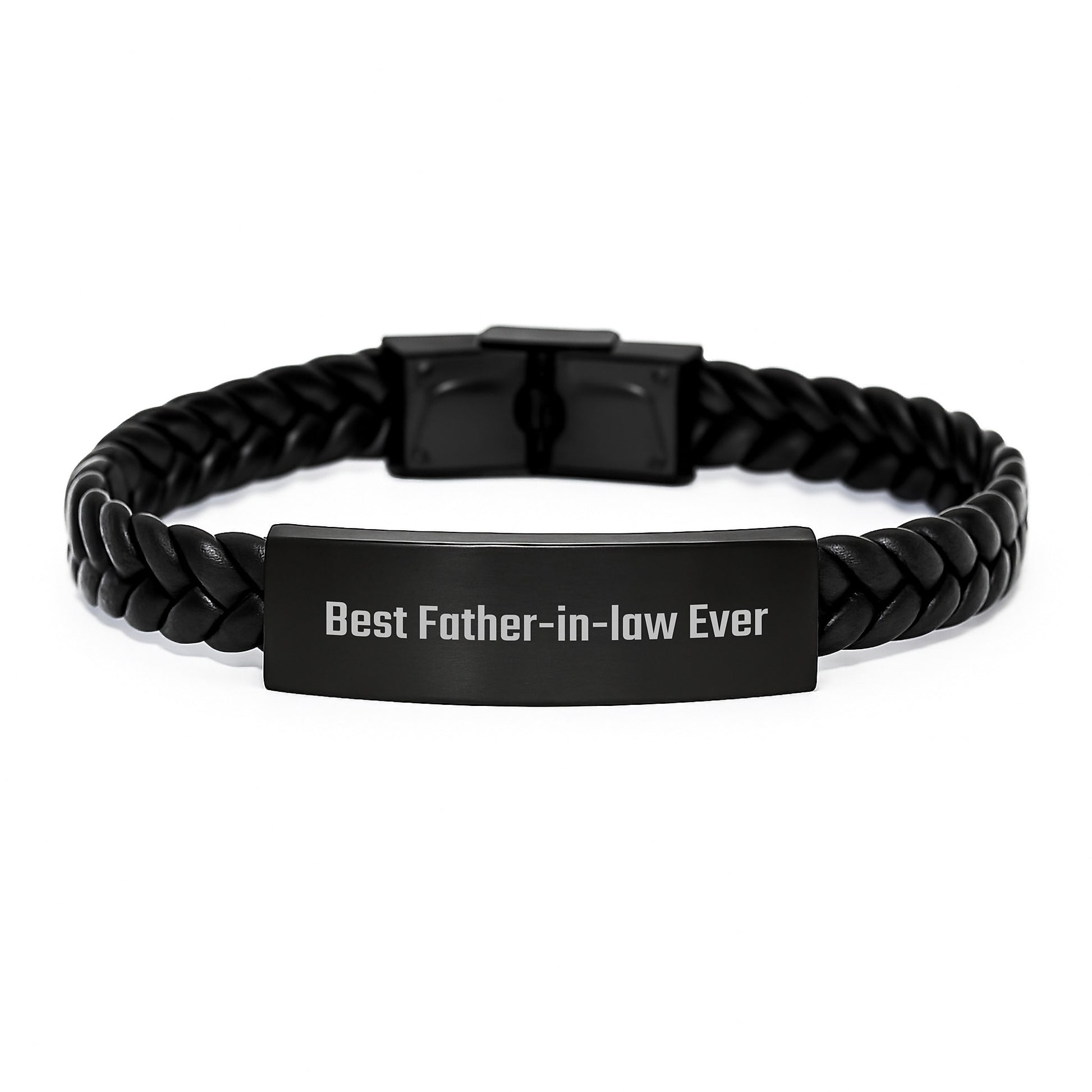 Funny 'Best Father-in-law Ever' Interlaced Leather Bracelet Gifts for Father-in-law from Family, Unique Christmas Unique Gifts for Men - Image 1