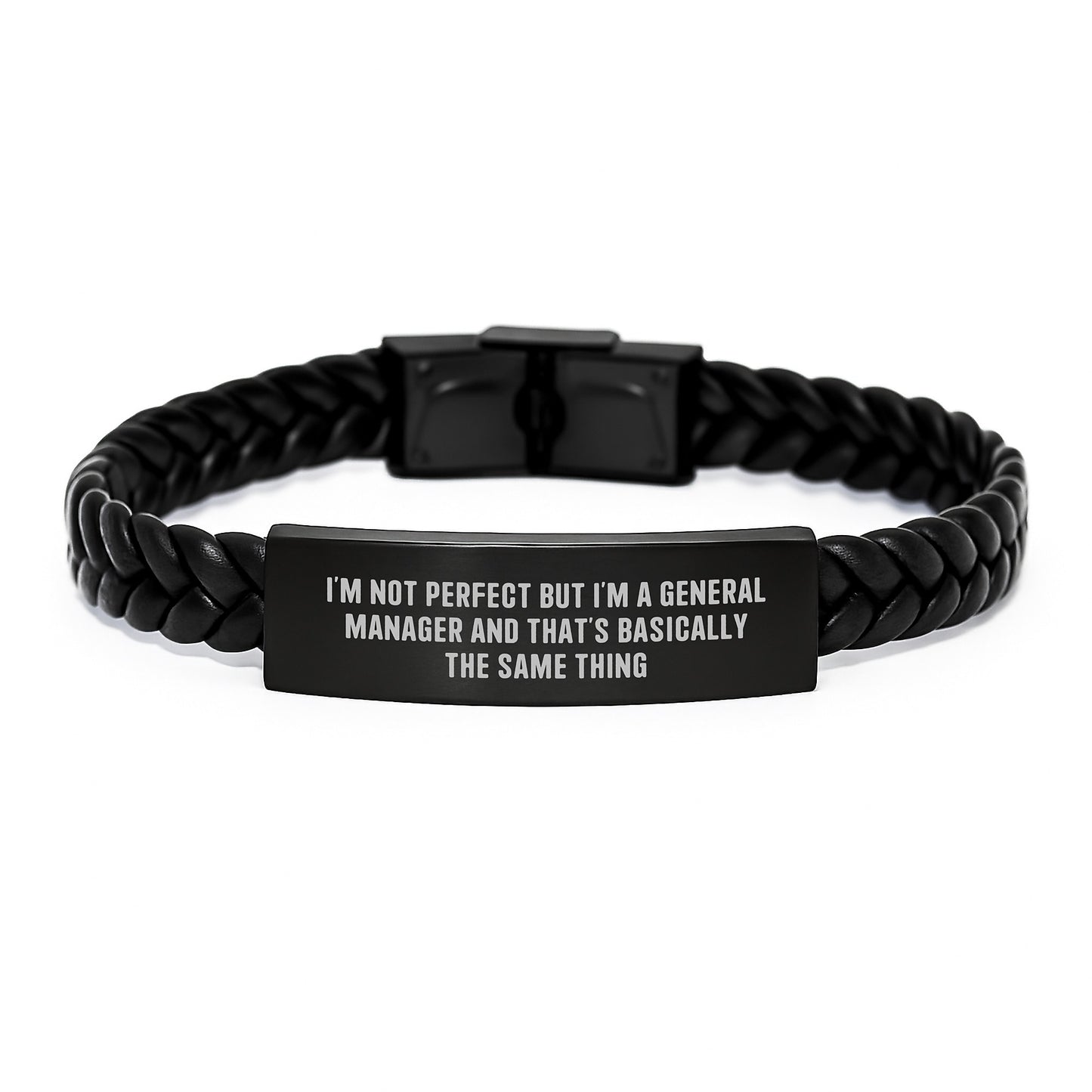 Funny Quote General Manager Gifts for Men - Interlaced Leather Bracelet Christmas Unique Presents from Friends to General Manager - Image 1