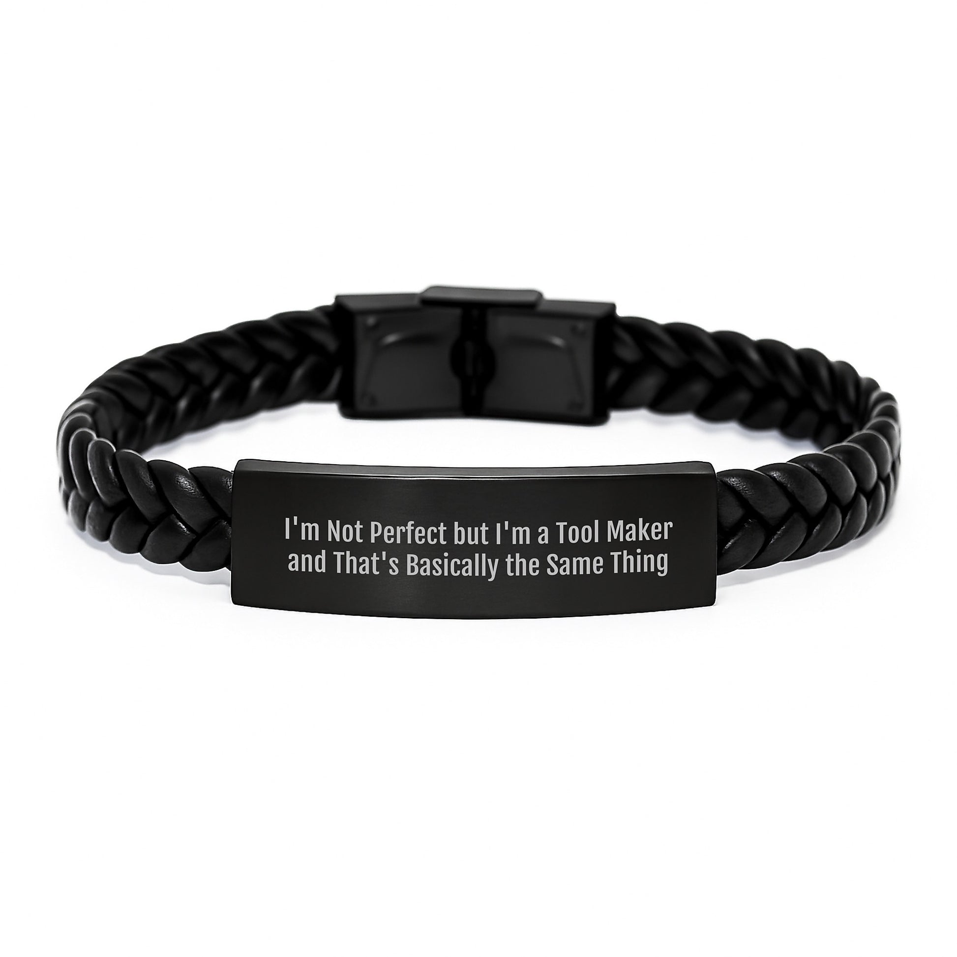 Funny Quote Interlaced Leather Bracelet Gifts from Tool Maker Friends, Unique Christmas Unique Gifts for Tool Maker, Stainless Steel PU Leather Bracelet - Image 1