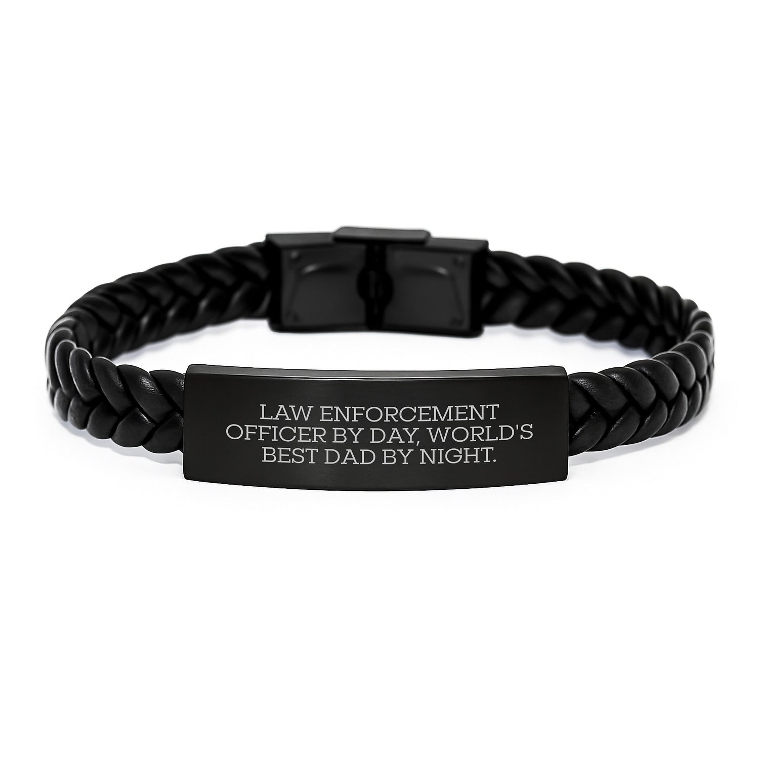 Funny Law Enforcement Officer Gifts from Men to Law Enforcement Officer - Interlaced Leather Bracelet with Stainless Steel and PU Leather - Christmas Unique Ideas for Dad - Image 1