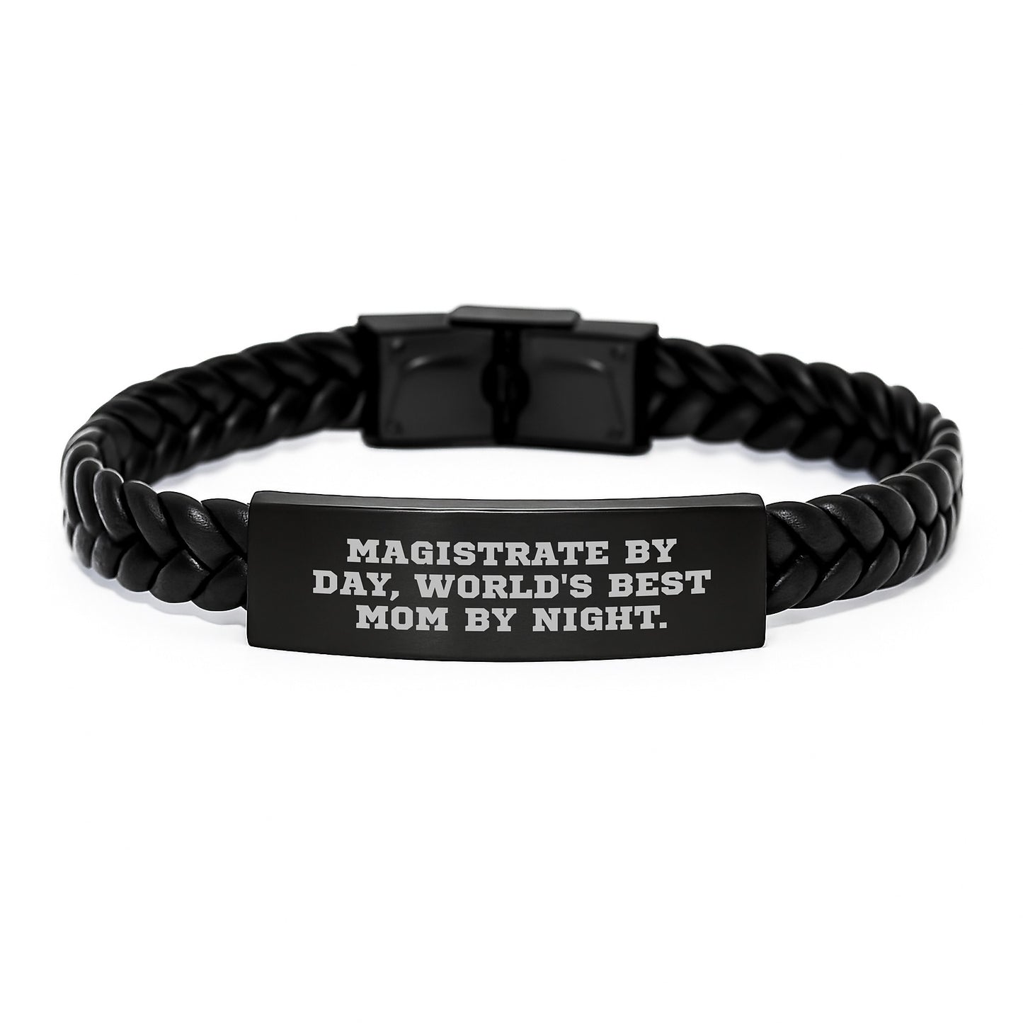 Magistrate Gifts, Interlaced Leather Bracelets for Mom, Funny Quote 'Magistrate By Day, World's Best Mom By Night.' Gifts from Family for Christmas Unique Gifts - Image 1