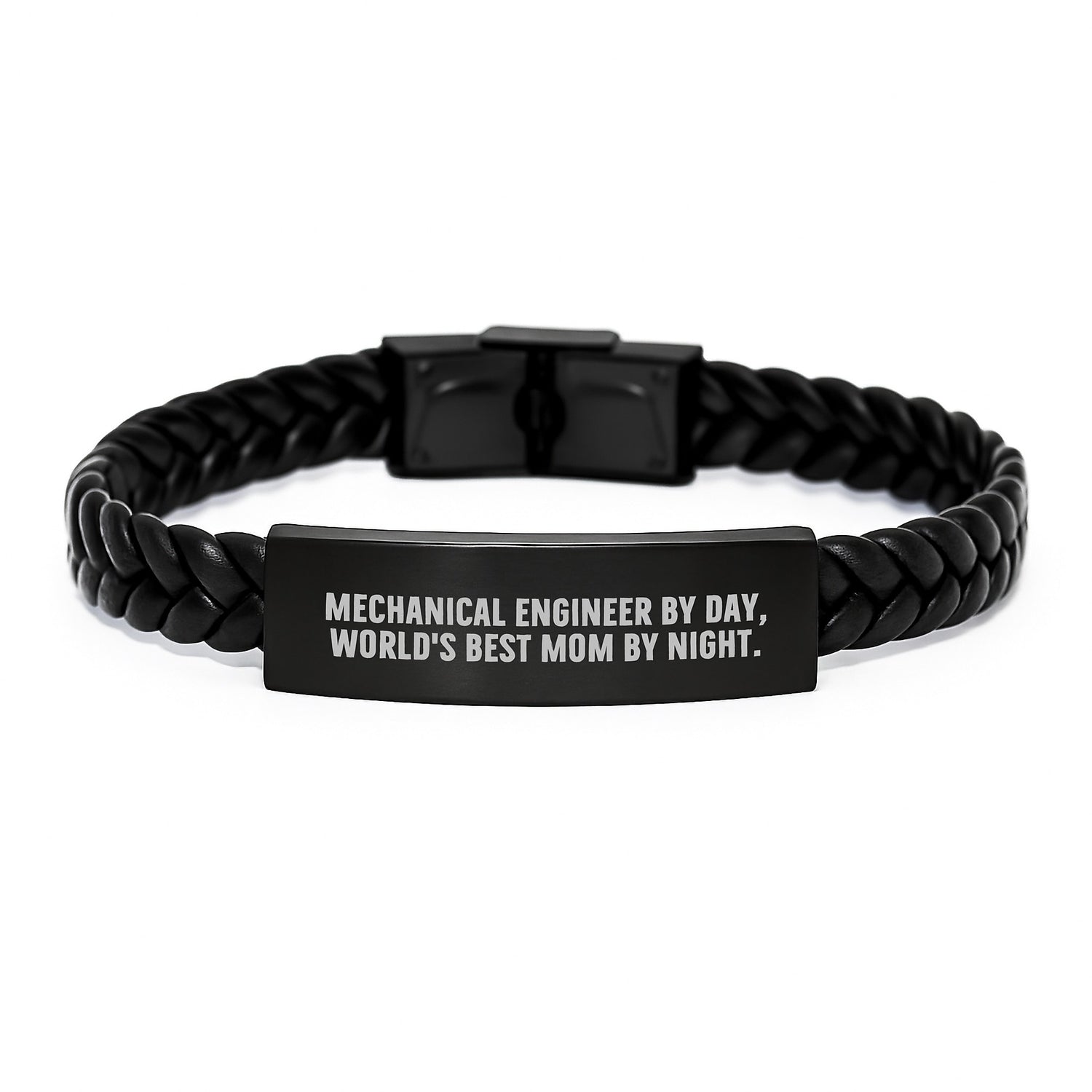 Mechanical Engineer Gifts for Men, Interlaced Leather Bracelet from Family, Funny Quote 'Mechanical Engineer by Day, World's Best Mom by Night.' - Christmas Unique Presents - Image 1