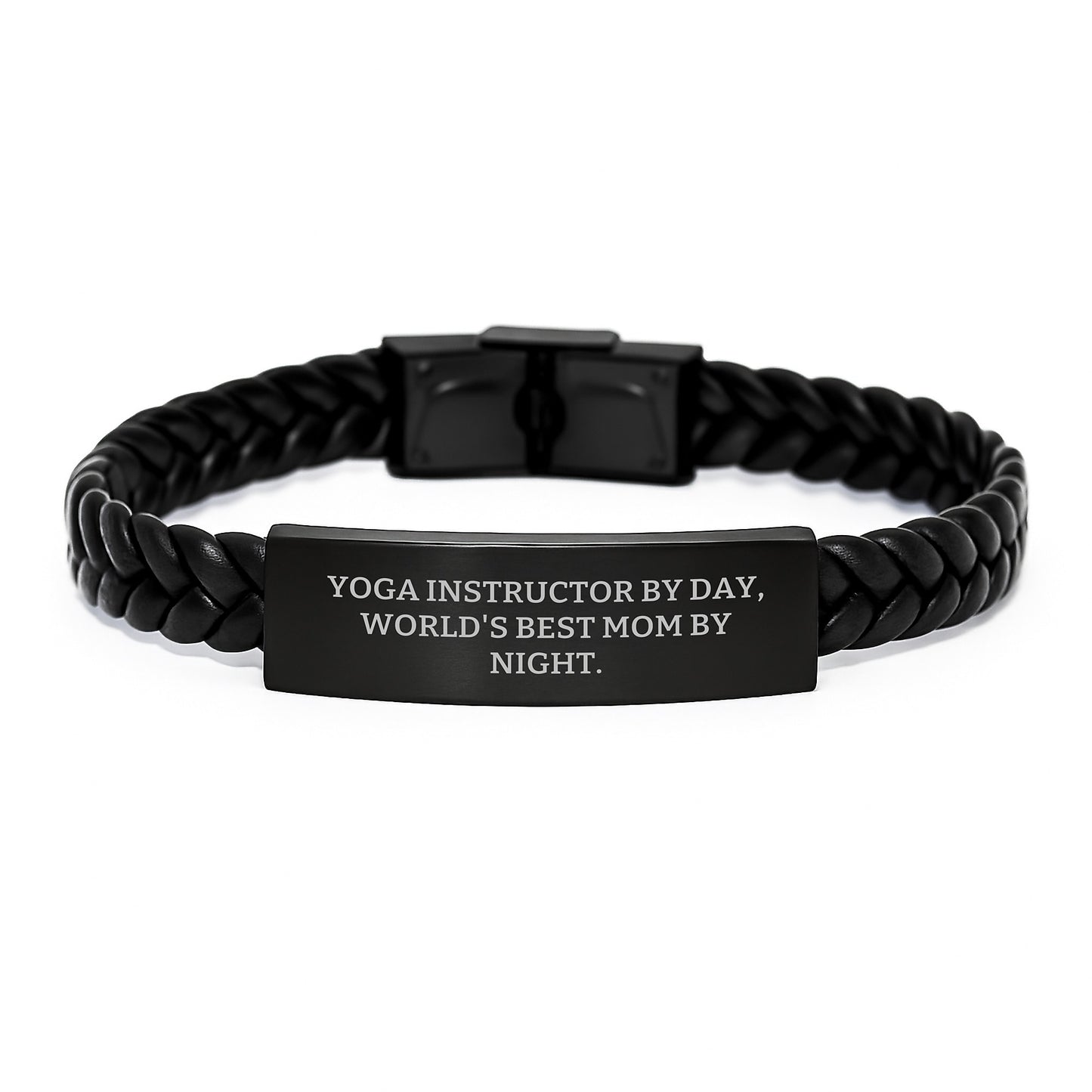 Funny Yoga Instructor Gifts for Friends - Interlaced Leather Bracelet, Inspirational Quote, Christmas Unique Presents from Family - Image 1