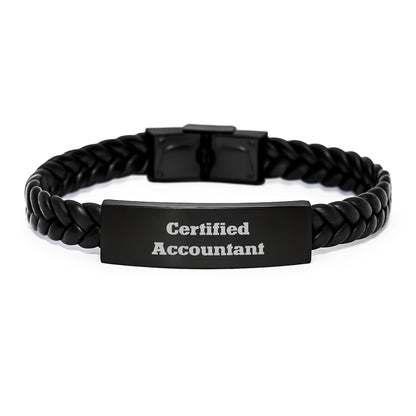 Funny Accountant Gifts from Friends, Graduation Unique Gifts for Certified Accountant Men, Inspirational Interlaced Leather Bracelet - Image 1