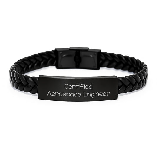 Funny Quote Certified Aerospace Engineer Gifts from Friends Graduation Unique Interlaced Leather Bracelets for Men Aerospace Engineer - Image 1