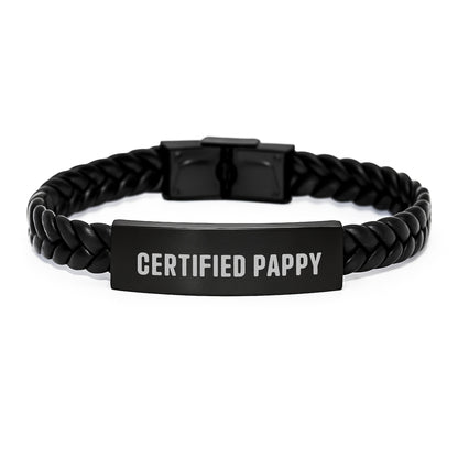 Pappy Certified Leather Interlaced Leather Bracelet Gifts from Men for Pappy, Funny Christmas Unique Gifts - Image 1