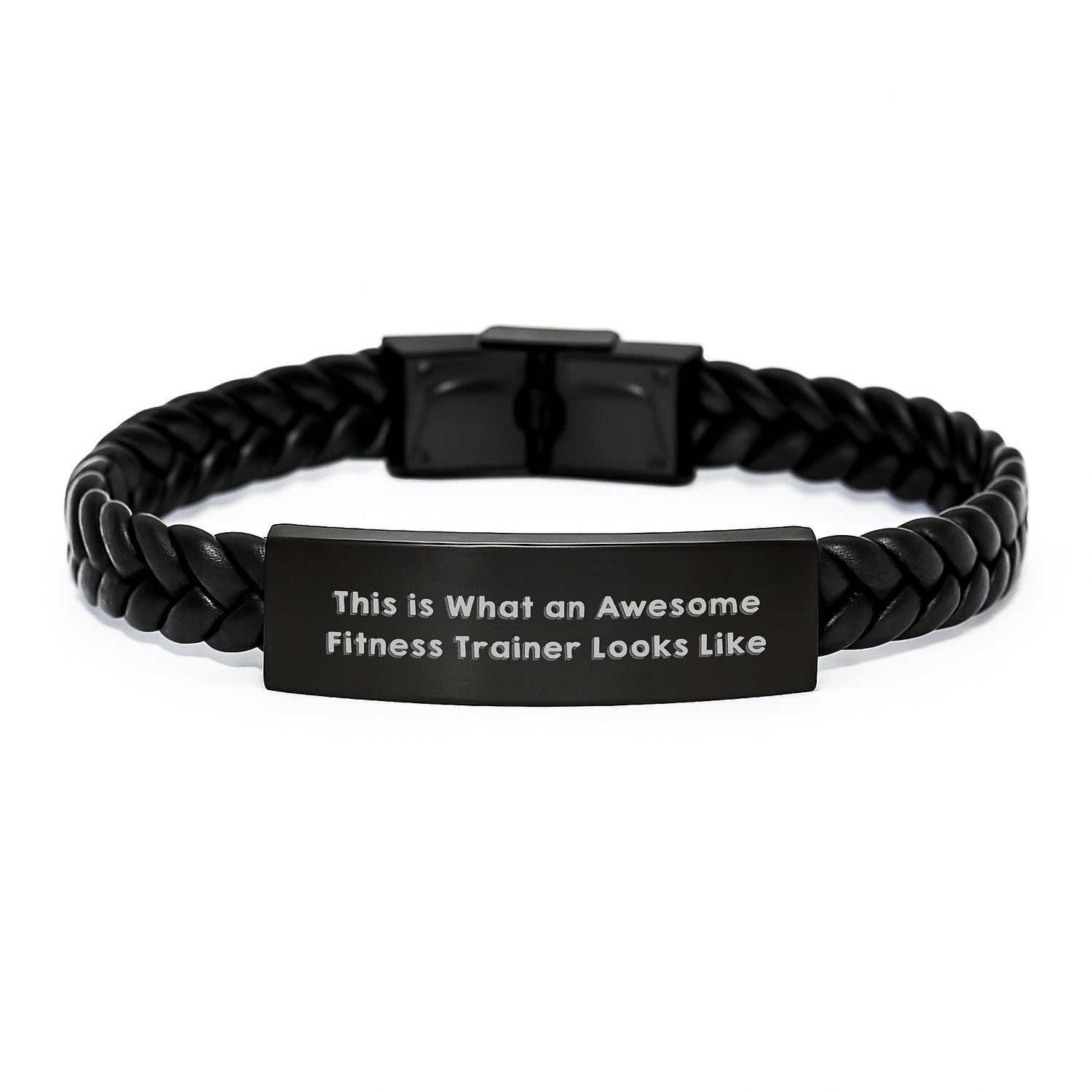 Fitness Trainer Gift Ideas, Funny Quote Interlaced Leather Bracelet for Men or Women, Valentine's Unique Gifts from Friends to Fitness Trainer, This Is What An Awesome Fitness Trainer Looks Like - Image 1