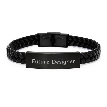 Inspirational Future Designer Gifts from Family, Unique Interlaced Leather Bracelet for Men - Funny Quote - Christmas Unique Gifts - Image 1