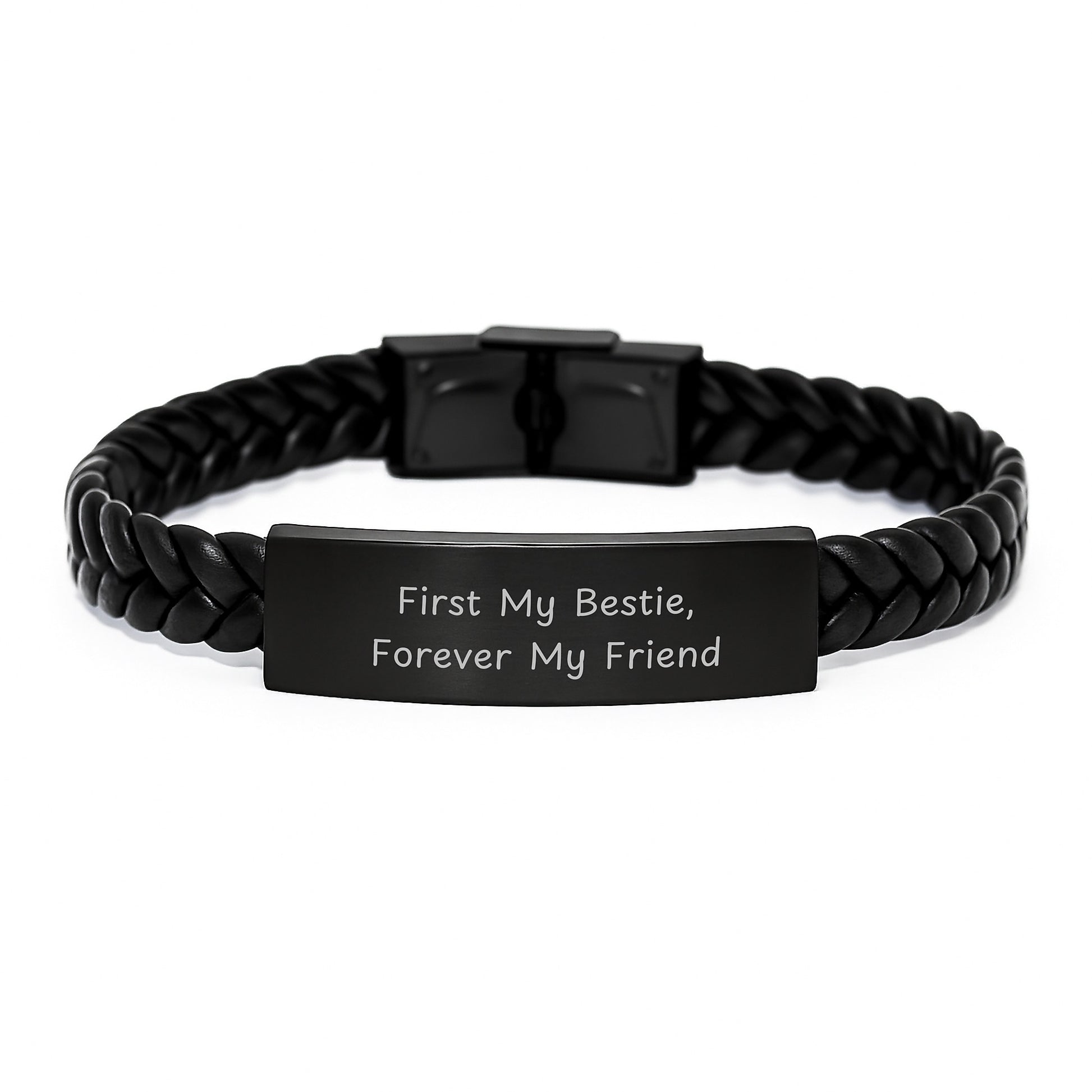 Funny Bestie Gifts for Her, Interlaced Leather Bracelet from Friend, First My Bestie Forever My Friend - Image 1
