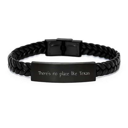 Texas-Inspired Interlaced Leather Bracelet, Funny Quote 'No Place Like Texas' Gifts for Men Christmas Unique - Image 1