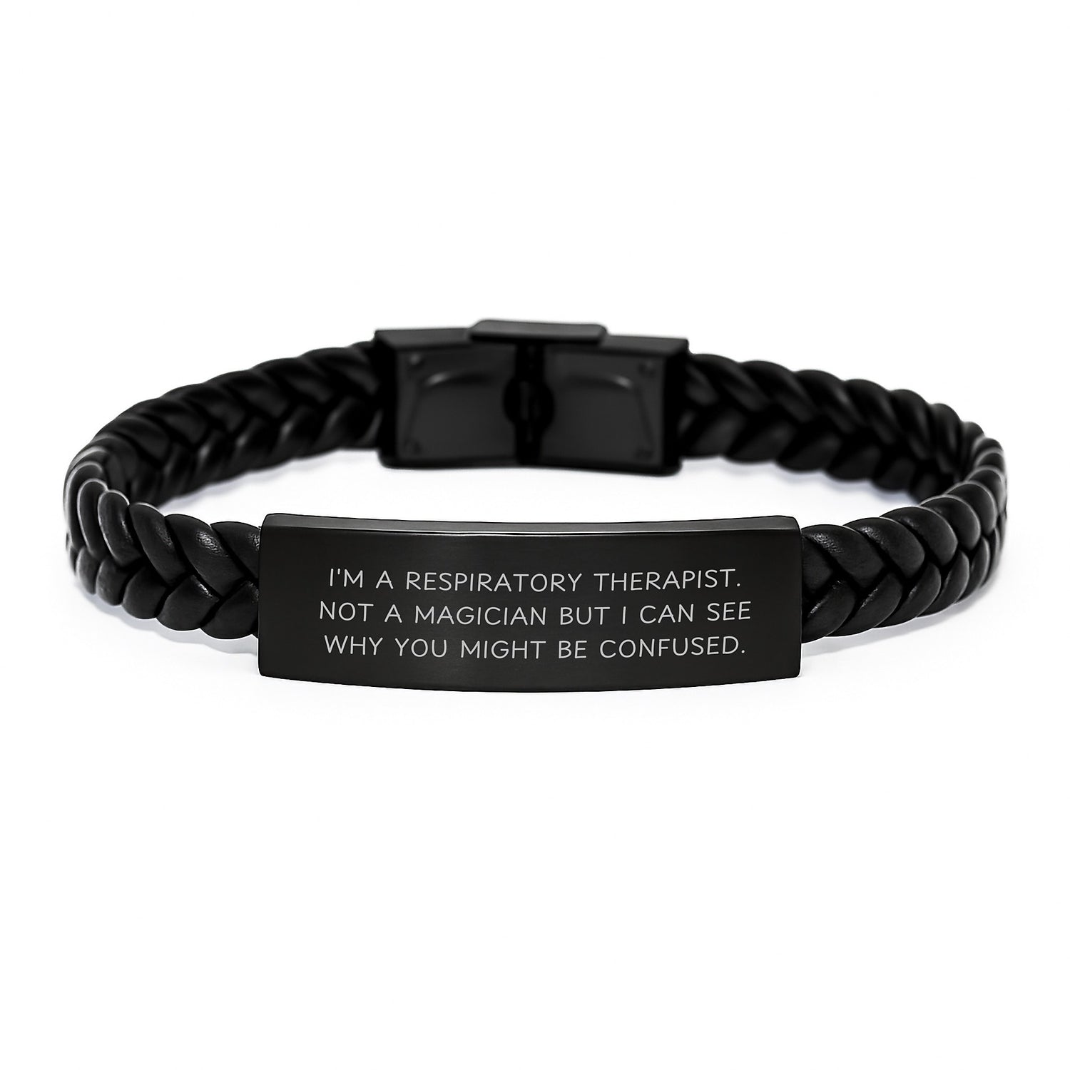 Funny Respiratory Therapist Quote Interlaced Leather Bracelet - Gifts for Respiratory Therapist Men - Christmas Unique Gifts from Friends - Image 1