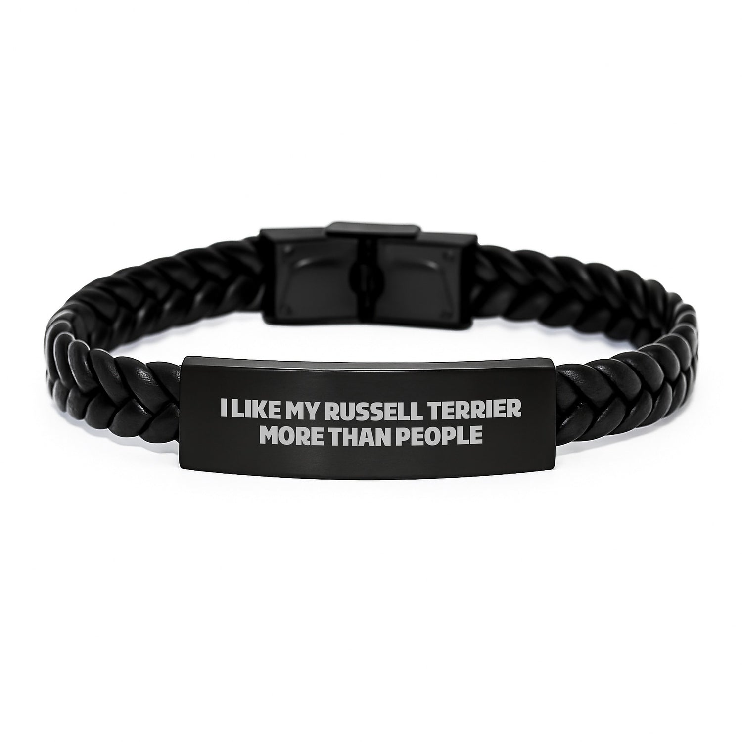 Russell Terrier Dog Lover's Funny Quote Interlaced Leather Bracelet Gifts from Friends to Family, Birthday Unique Presents for Men and Women - Image 1