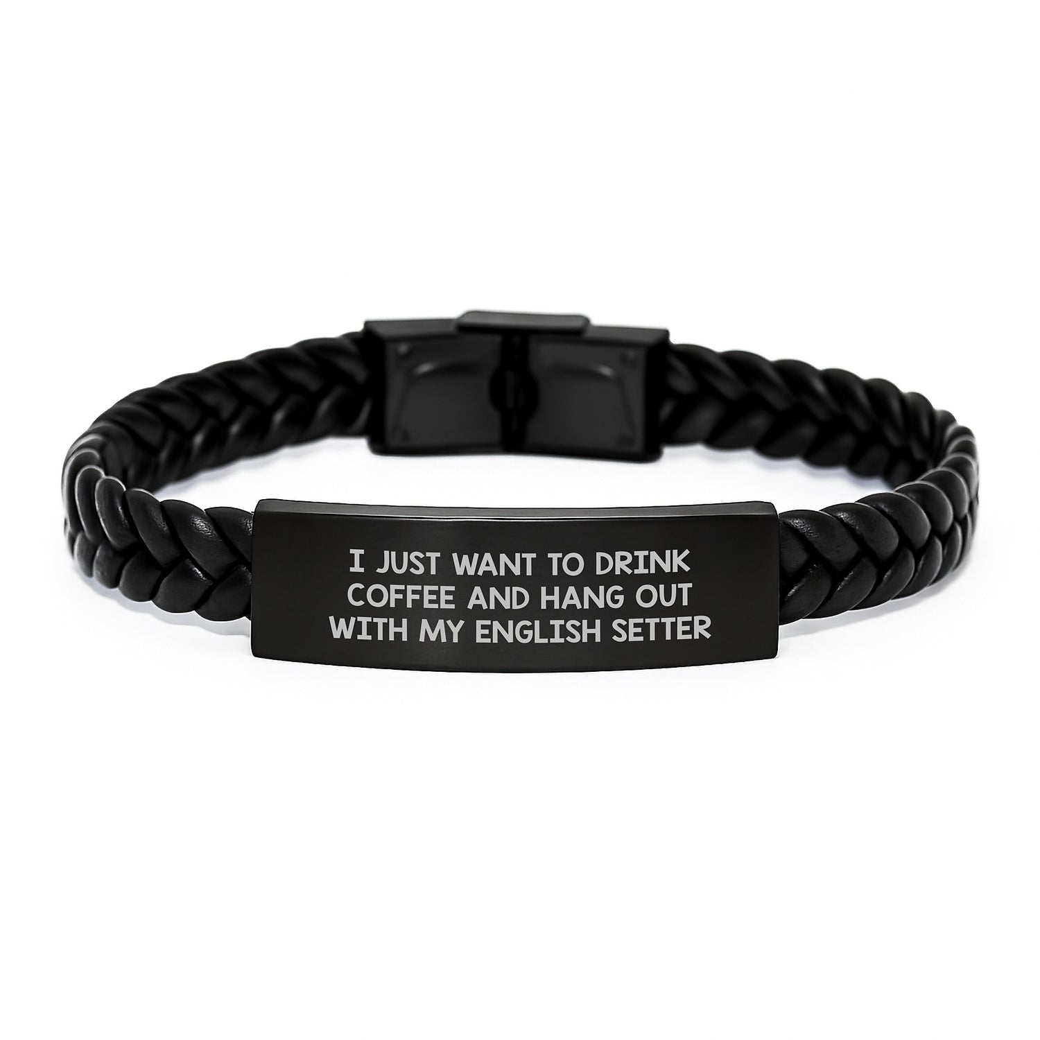 Funny English Setter Dog Lover's Interlaced Leather Bracelet Gifts from Friends, Coworkers, Family for Birthday - Image 1