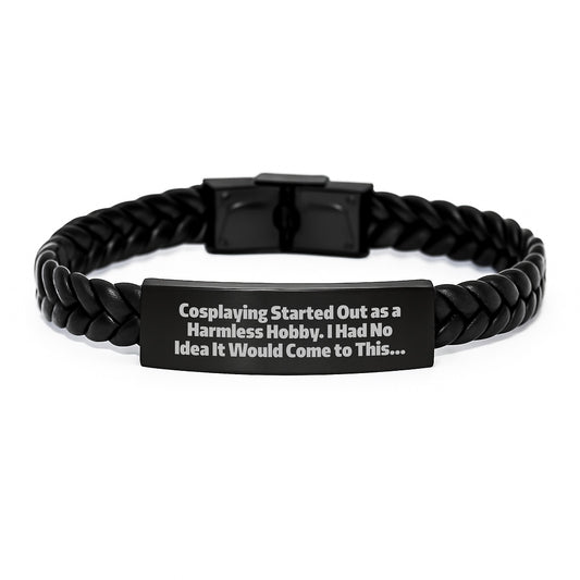 Funny Cosplaying Gifts for Men Christmas Unique Leather Bracelets from Friends and Family - Interlaced Leather Bracelet, Cosplaying Accessories - Image 1