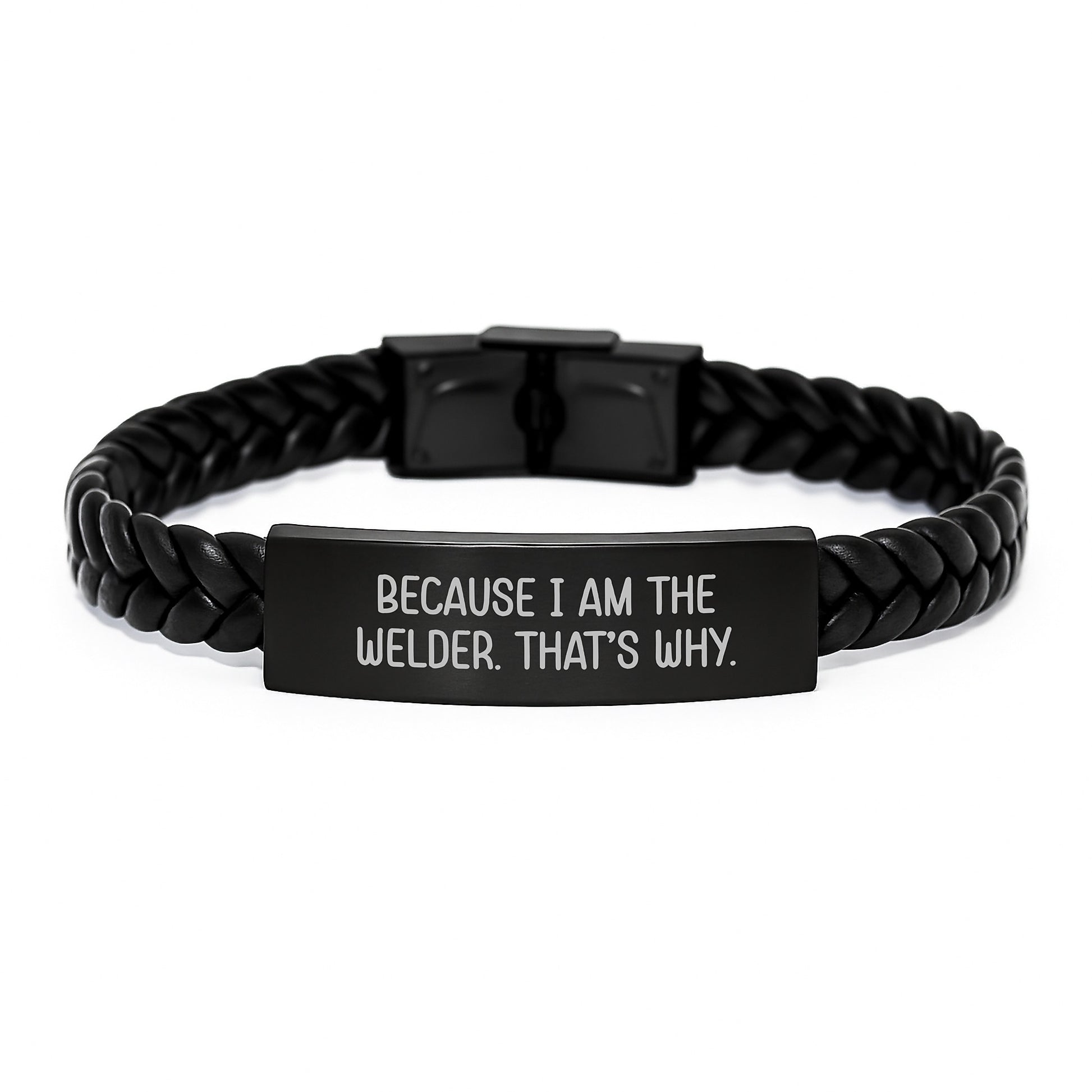 Funny Welder Quote Interlaced Leather Bracelets Gifts from Men to Friends with Customized Stainless Steel and PU Leather for Christmas - Image 1