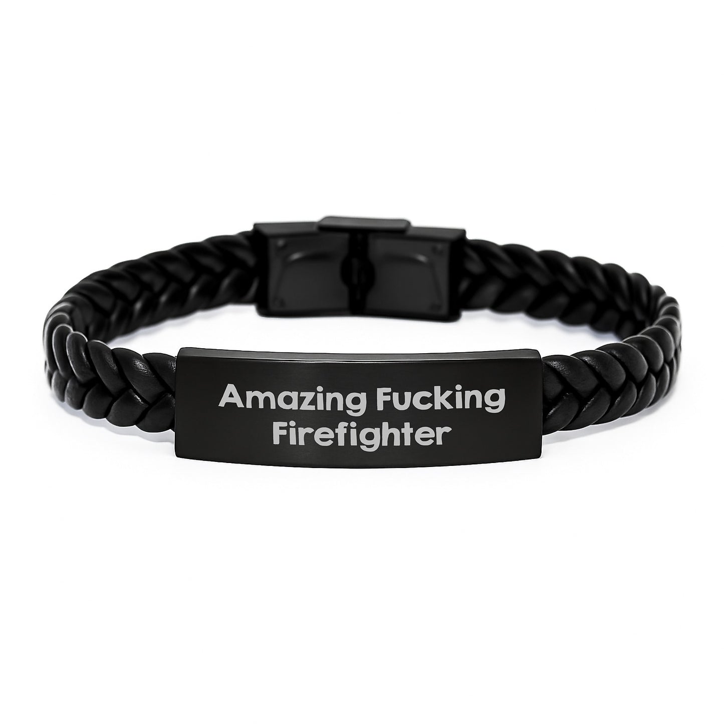 Firefighter Funny Gift - Inspirational Interlaced Leather Bracelet for Men, Gifts from Friends to Firefighter, Funny Firefighter Quote - Image 1