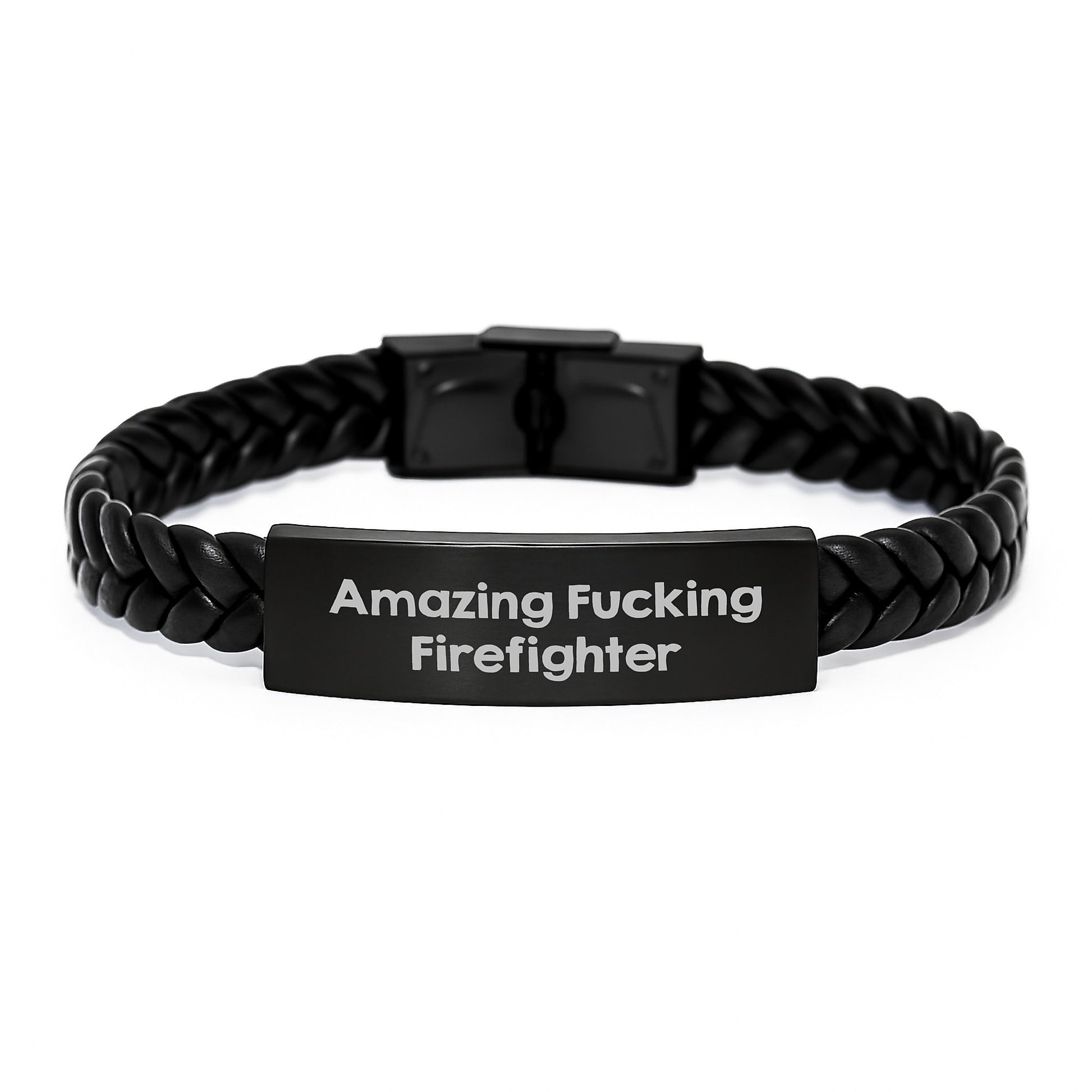 Firefighter Funny Gift - Inspirational Interlaced Leather Bracelet for Men, Gifts from Friends to Firefighter, Funny Firefighter Quote - Image 1