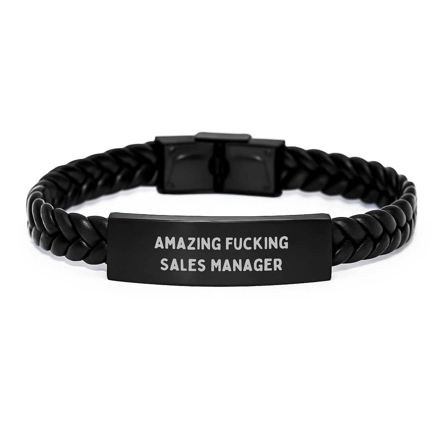 Amazing Gifts for Sales Manager Christmas Unique Interlaced Leather Bracelet, Funny Quote, Gifts from Friends to Men Sales Manager - Image 1