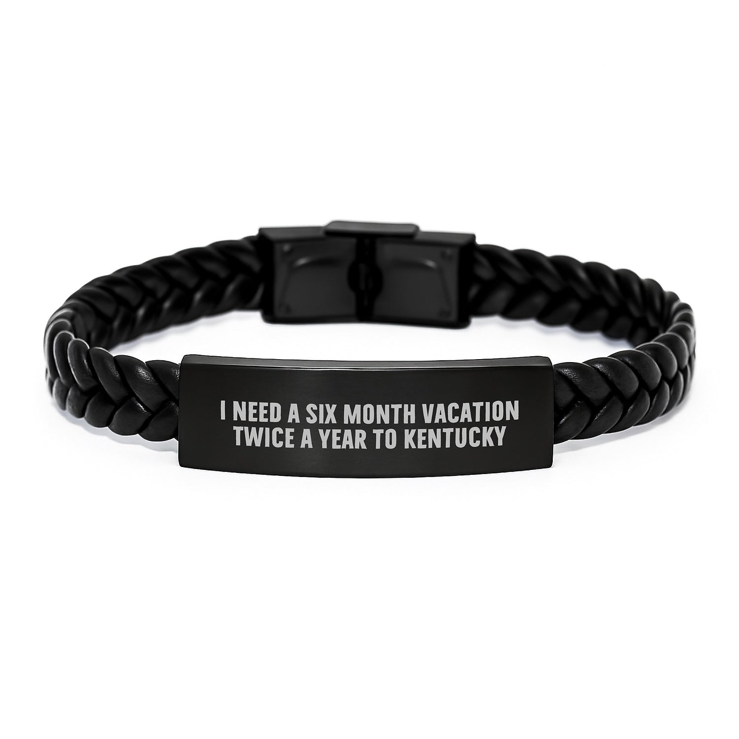 Kentucky Vacation Dreams Interlaced Leather Bracelet Gifts from Friends to Family - Funny Quote Men Women Jewelry - Image 1