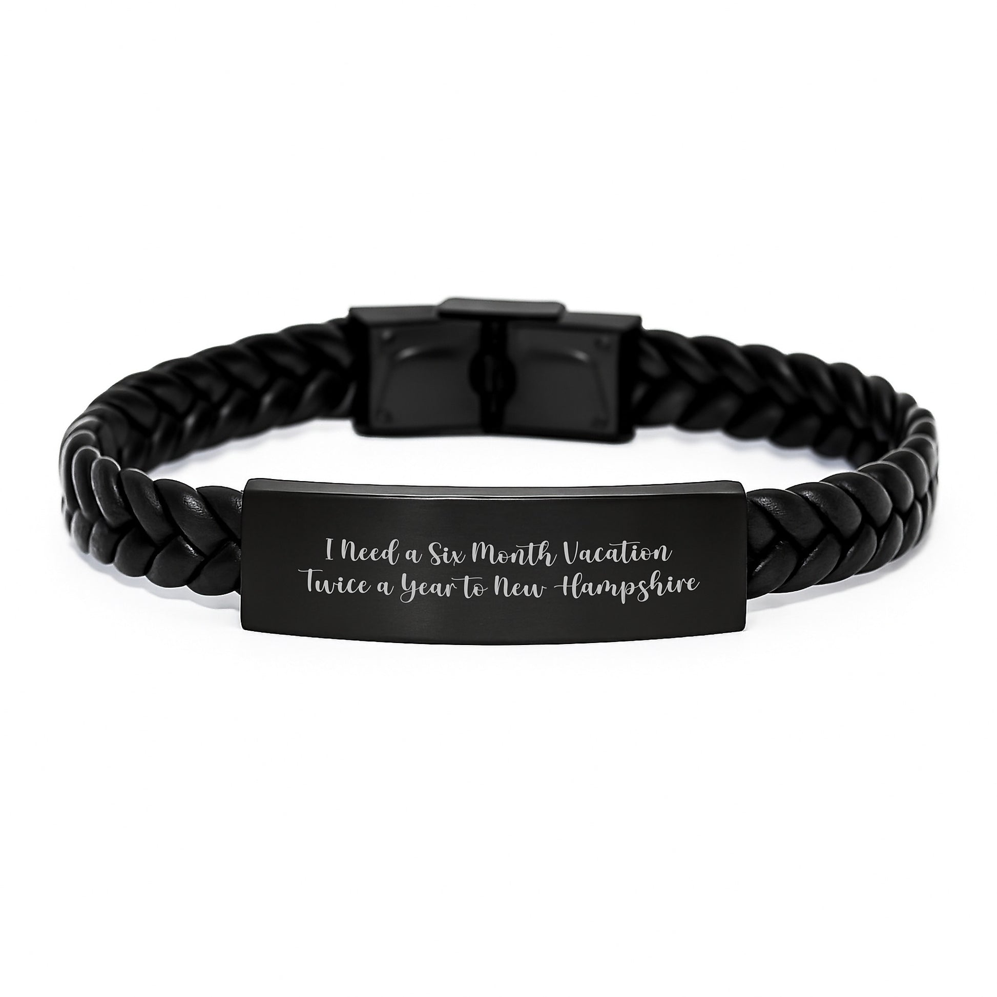New Hampshire Getaway Dreams Interlaced Leather Bracelet Gifts from Friends and Family for Men and Women Christmas Unique Presents - Image 1