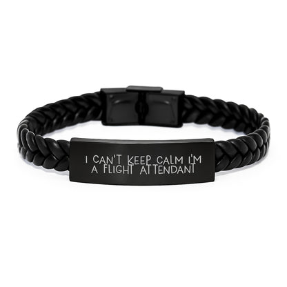 Funny Flight Attendant Gifts from Friends, Unique Interlaced Leather Bracelet for Women Flight Attendant, Christmas Unique Gifts - Image 1