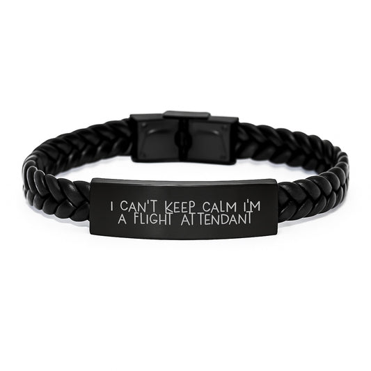 Funny Flight Attendant Gifts from Friends, Unique Interlaced Leather Bracelet for Women Flight Attendant, Christmas Unique Gifts - Image 1
