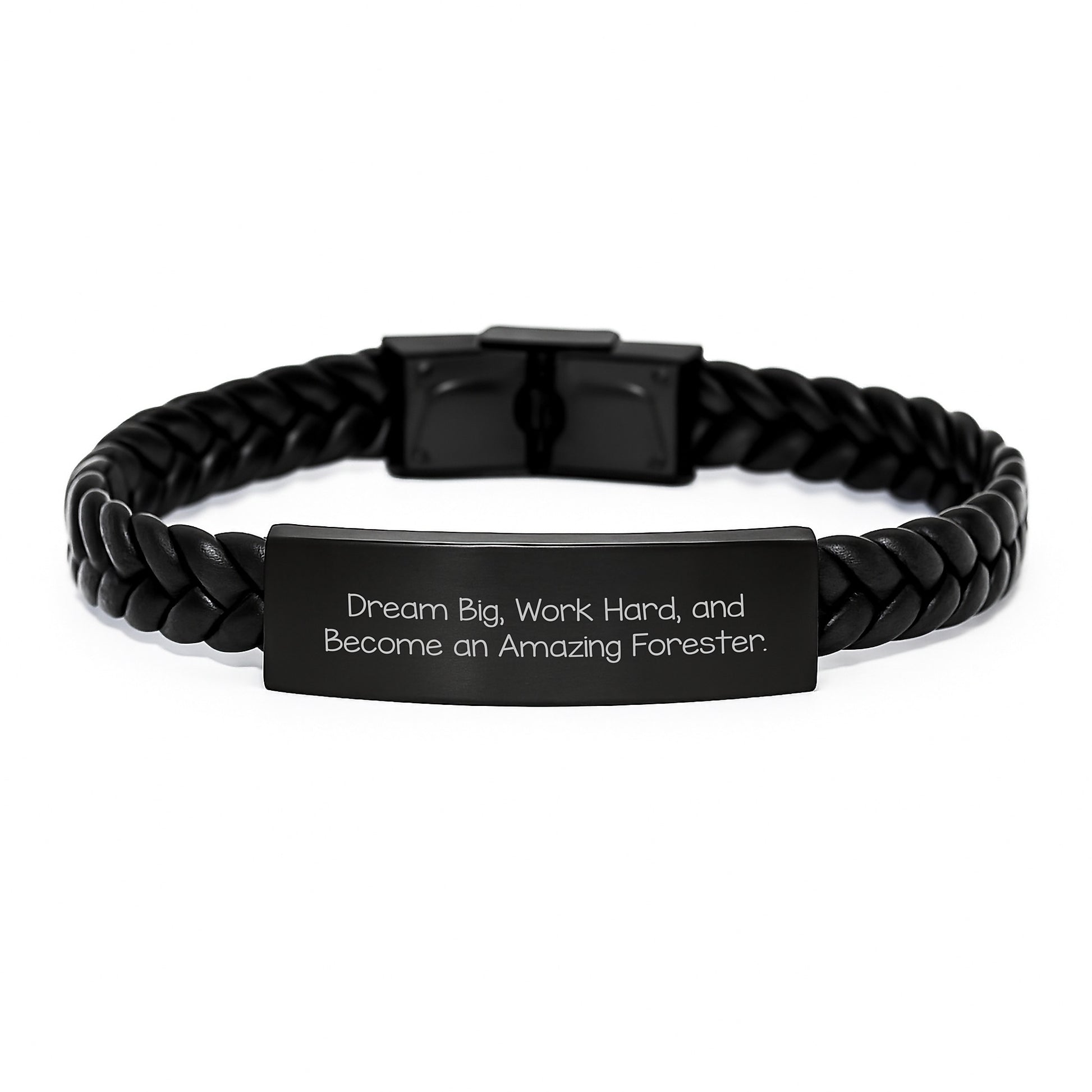 Forester Gifts from Friends and Family - Inspirational Interlaced Leather Bracelet for Forester Men and Women, Christmas Unique Presents - 'Dream Big, Work Hard, And Become An Amazing Forester.' - Image 1