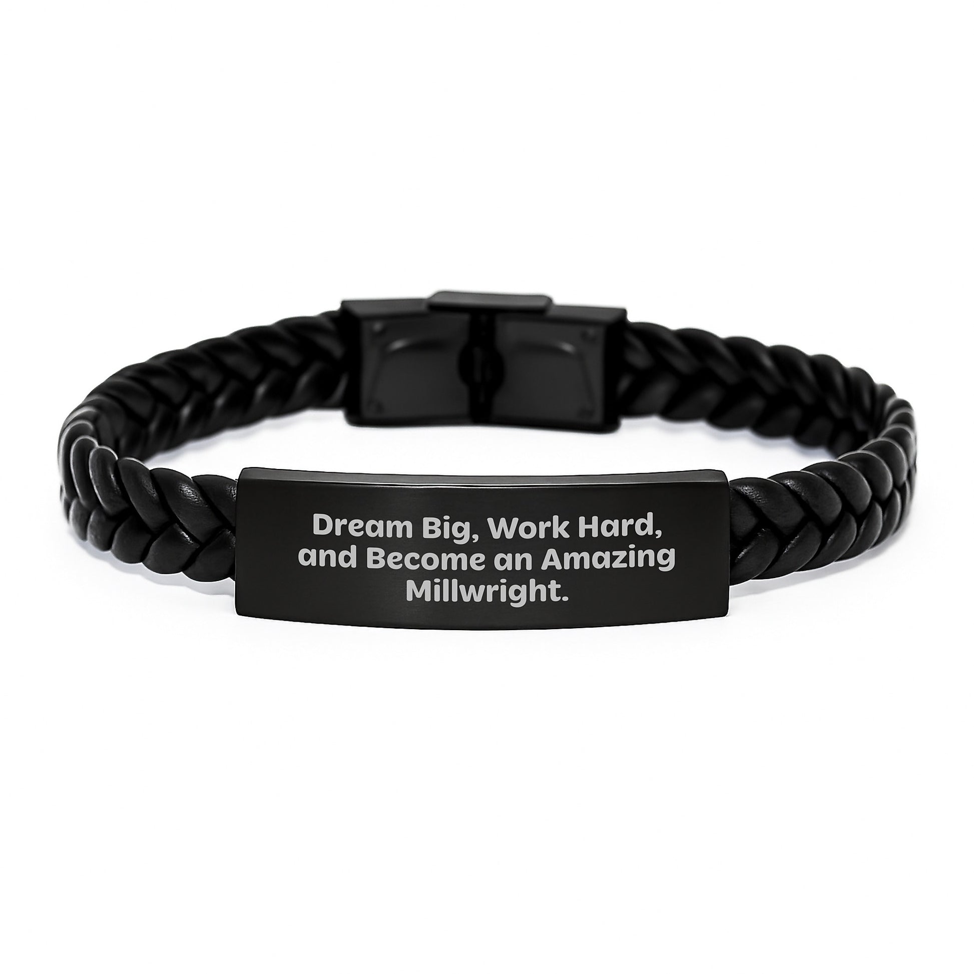 Funny Millwright Gifts from Men for Millwright - Interlaced Leather Bracelet with Stainless Steel and PU Leather for Christmas Unique Gifts - Image 1