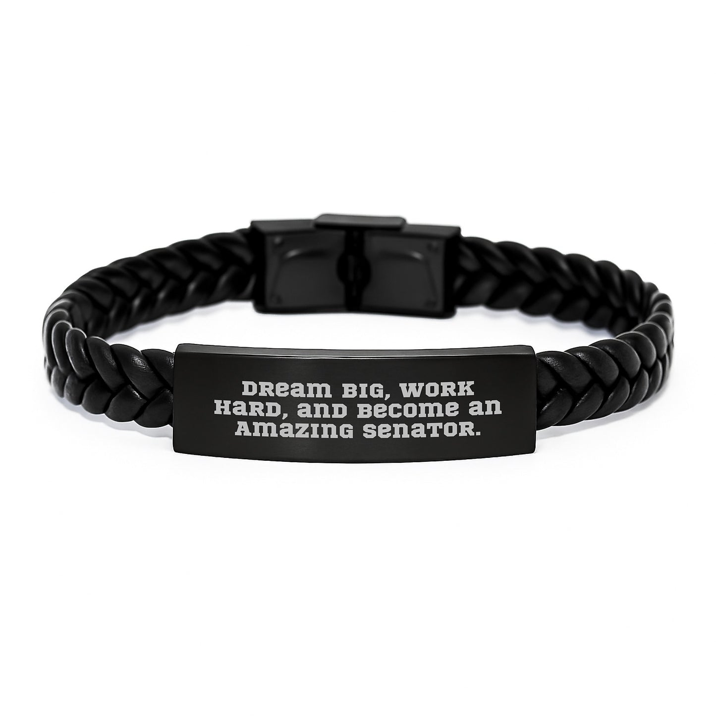 Senator-Inspired Interlaced Leather Bracelet, Funny Quote, Gift from Friends to Senator, Birthday Unique Presents - Image 1