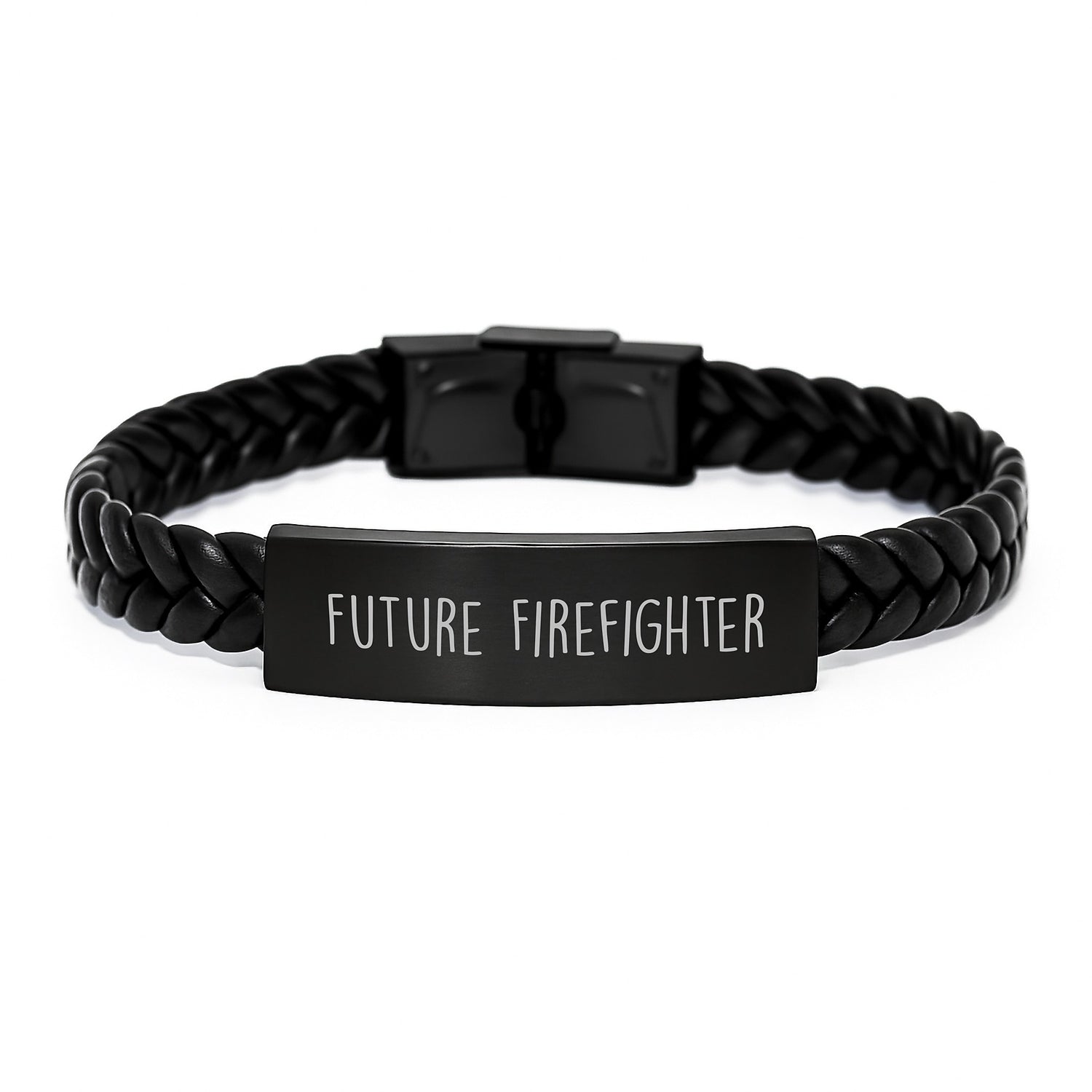 Gifts from Family to Future Firefighter - Inspirational Interlaced Leather Bracelet for Men, Stainless Steel and PU Leather, Christmas Unique Gifts, Firefighter Enthusiast, Personalized Present - Image 1