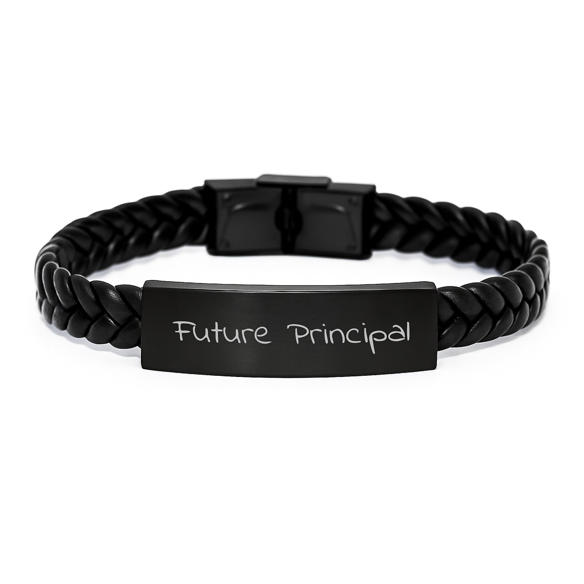 Unique Gifts for Future Principals, Inspirational Interlaced Leather Bracelet, Christmas Unique Gifts from Men to Principals, Quote: 'Always Be a Leader, Never a Follower' - Image 1
