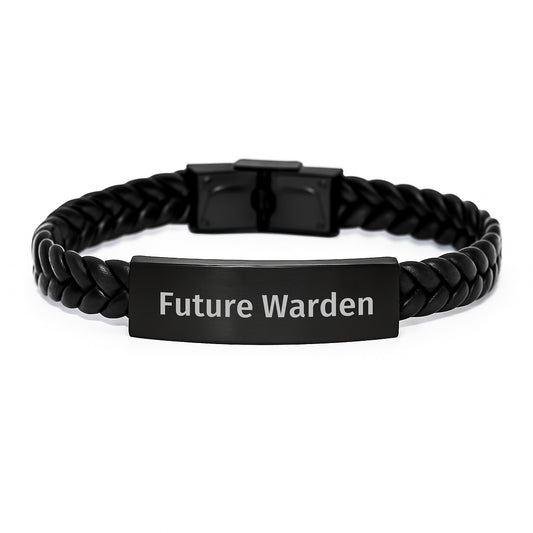 Funny Inspirational Future Warden Gifts from Men - Warden Interlaced Leather Bracelet, Unique Christmas Unique Gifts for Warden - Image 1