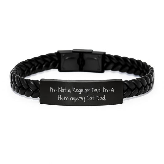 Hemingway Cat Dad Gifts, Funny Quote Interlaced Leather Bracelet, Gifts from Men to Hemingway Cat Lovers, Unique Birthday Unique Gifts for Him - Image 1