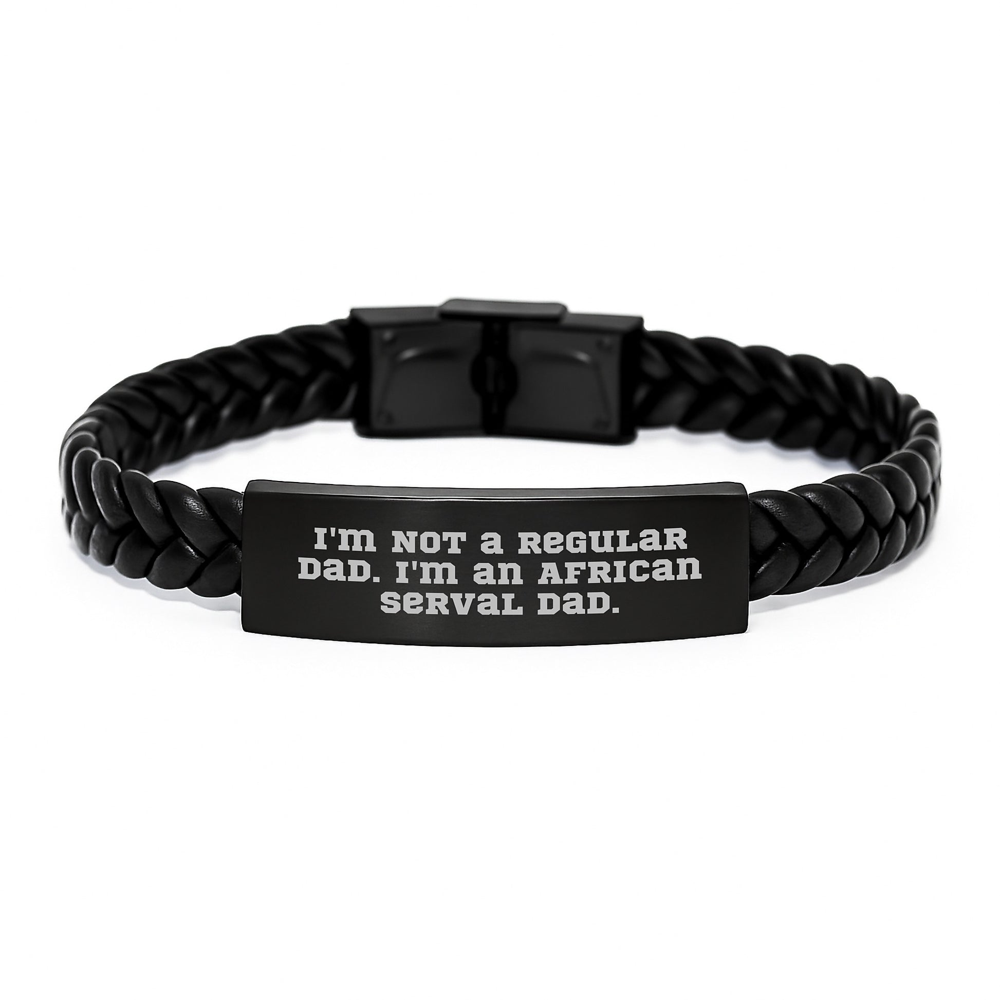Unique African Serval Cat Interlaced Leather Bracelet, Funny Dad Gifts from Men for African Serval Cat Enthusiasts, Christmas Unique Presents - Image 1