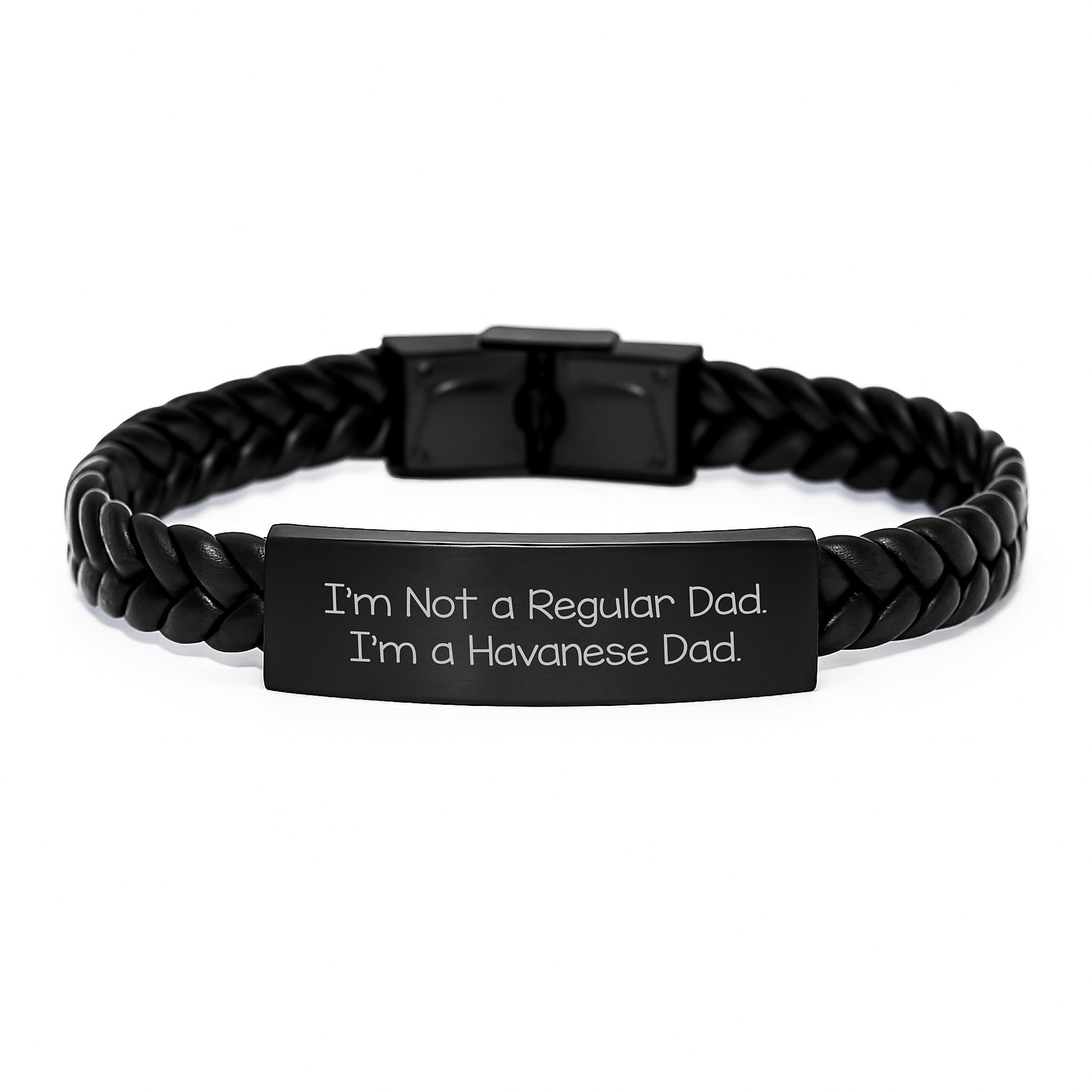 Havanese Dad Interlaced Leather Bracelet, Funny Quote Gift for Men, Gifts from Dad to Havanese Dog Lovers, Birthday Unique Gifts, Havanese Dog Gifts for Him - Image 1