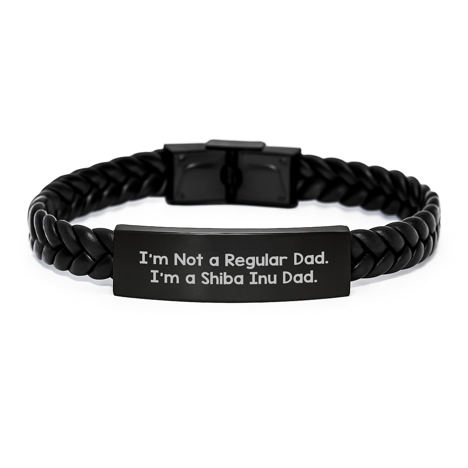 Funny Shiba Inu Dad Interlaced Leather Bracelet Gifts for Men from Friends and Family, Christmas Unique Presents - Image 1