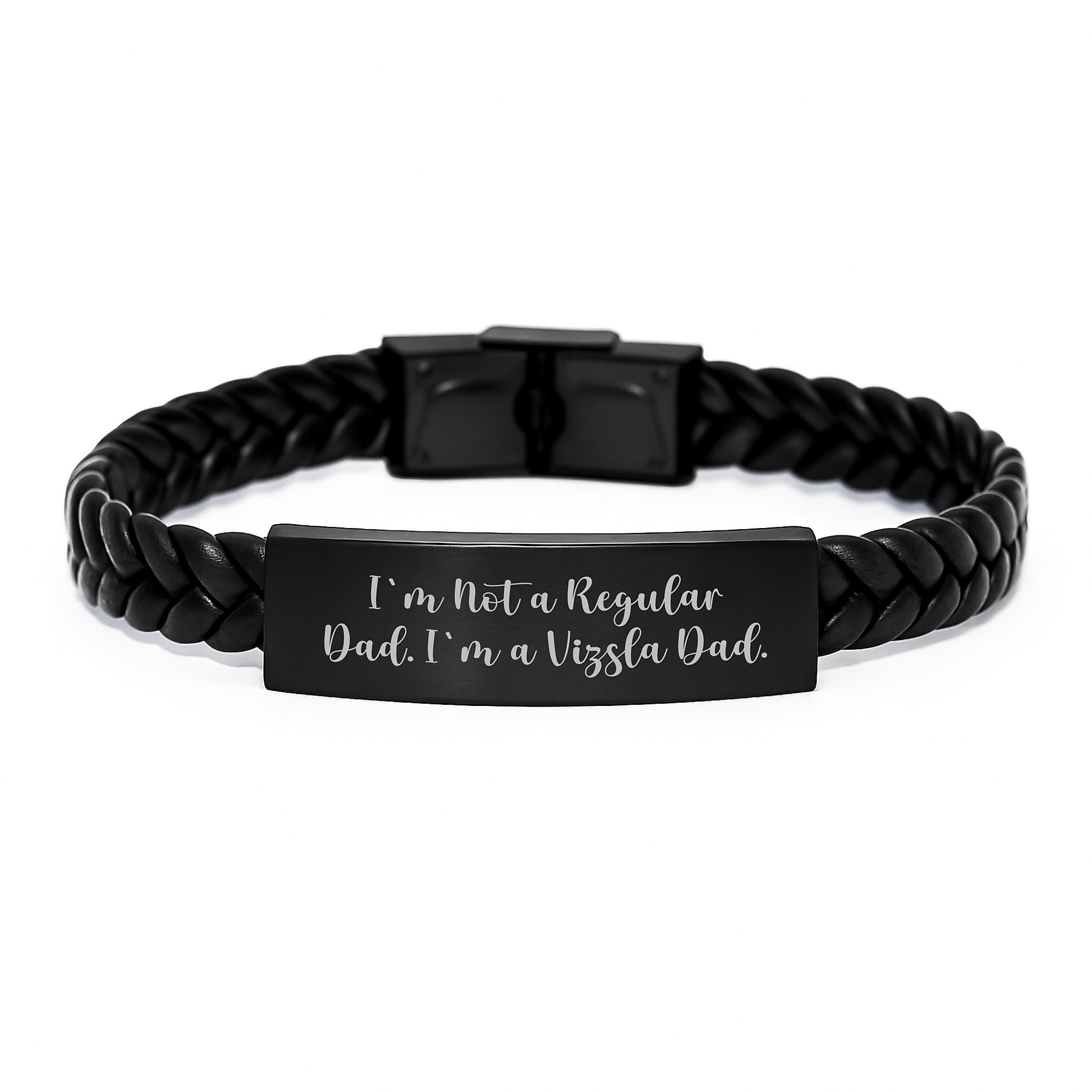 Funny Vizsla Dad Gifts for Him, Unique Christmas Unique Gifts for Vizsla Dog Lovers, Interlaced Leather Bracelet - Image 1