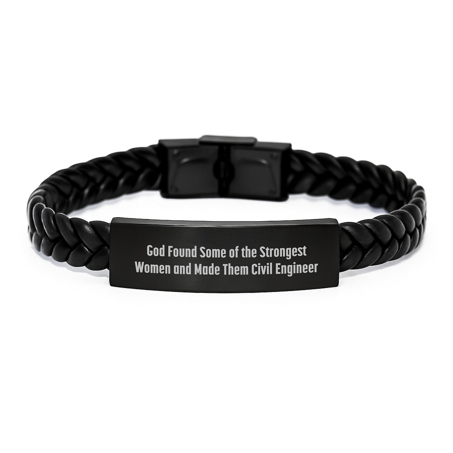 Funny Civil Engineer Gifts from Men to Women, Unique Christmas Unique Gifts for Civil Engineer, Interlaced Leather Bracelet with Stainless Steel Engraving - Image 1