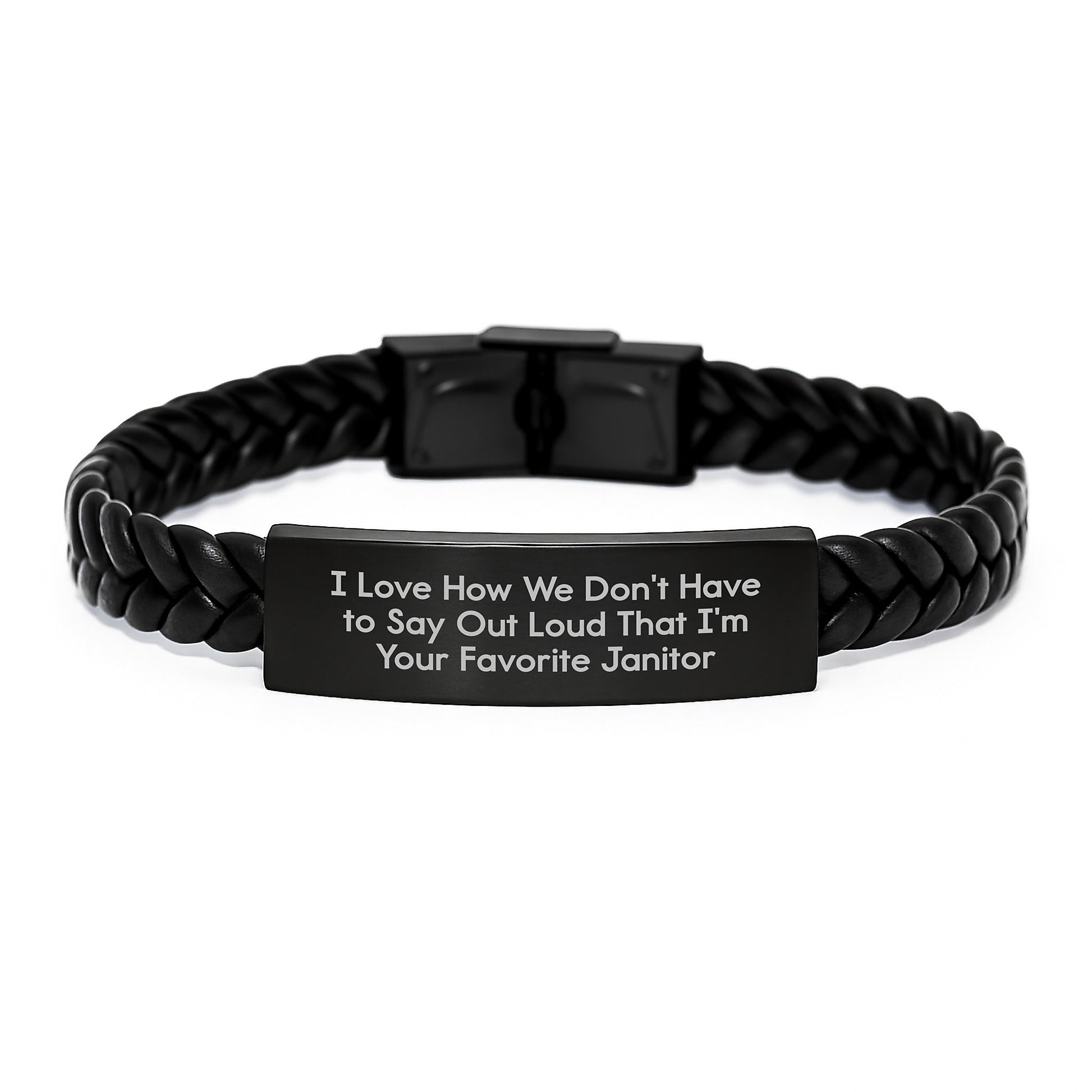 Funny Janitor Gifts from Men, Women, Friends, Coworkers, Family for Janitor, Christmas Unique Gifts, Interlaced Leather Bracelet - Image 1